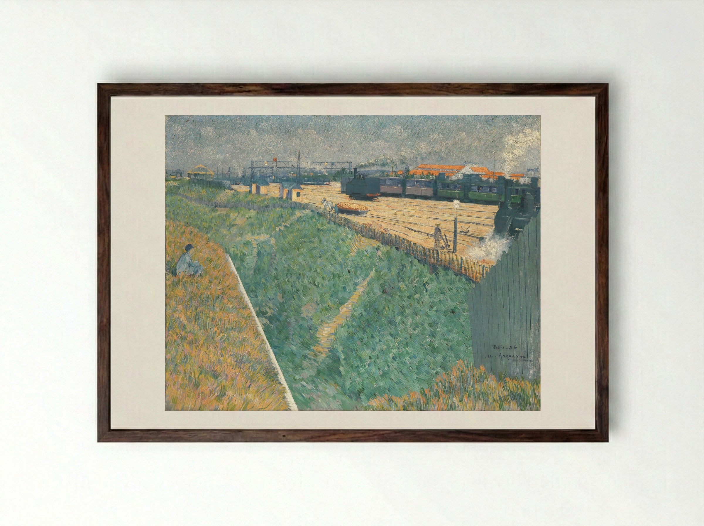 The Western Railway at its Exit from Paris - Charles Angrand - Framed Print Dark Wood