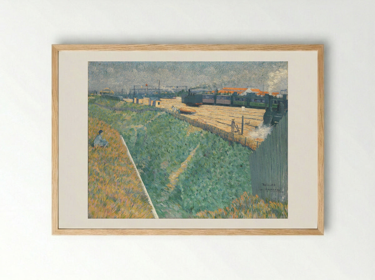 The Western Railway at its Exit from Paris - Charles Angrand - Framed Print Wood
