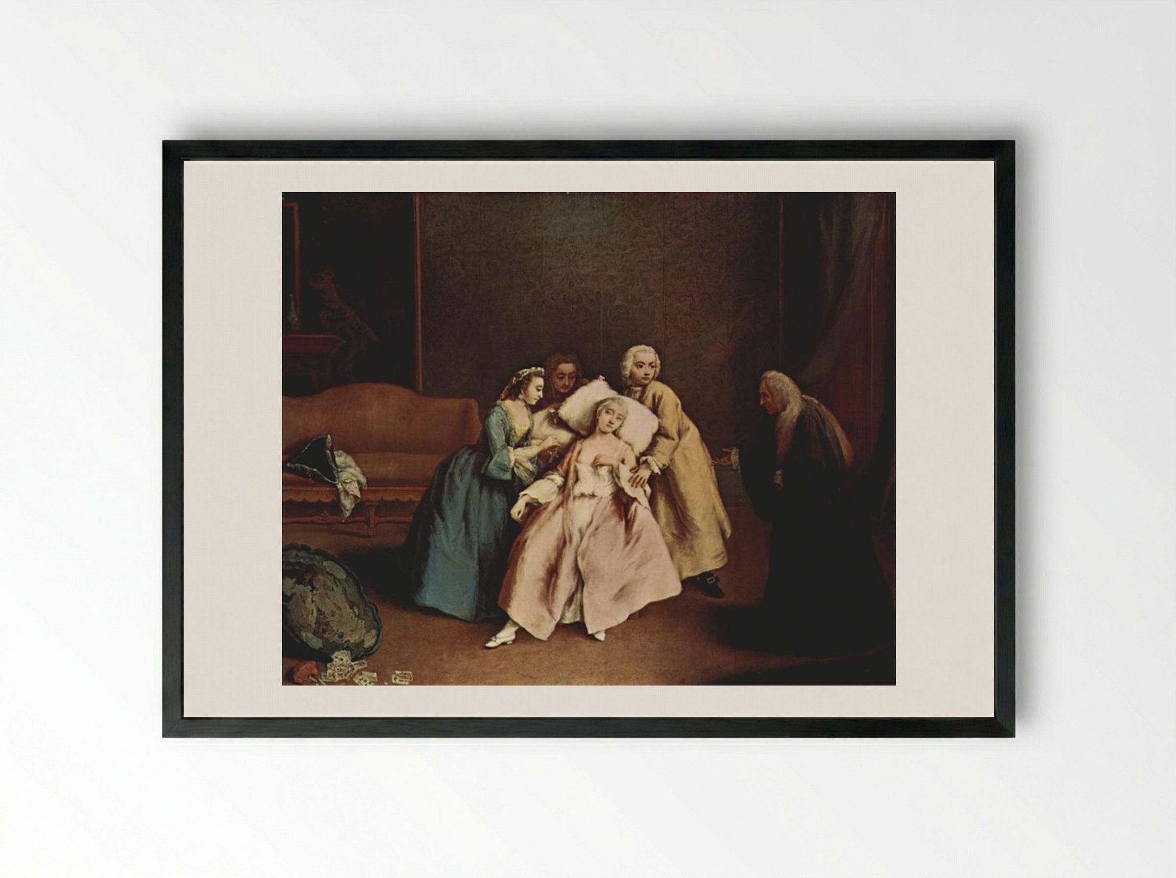 The Wet-Nurse - Pietro Longhi - Framed Print Black