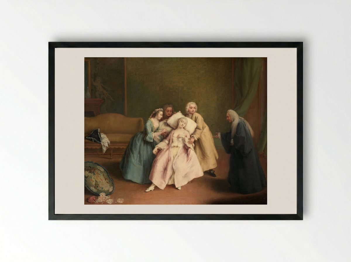 The Wet-Nurse - Pietro Longhi - Framed Print Black