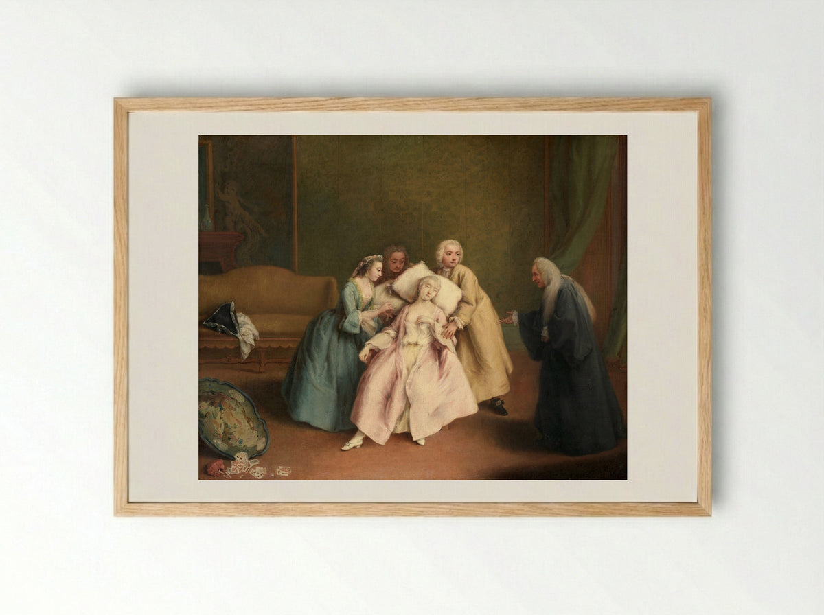 The Wet-Nurse - Pietro Longhi - Framed Print Wood