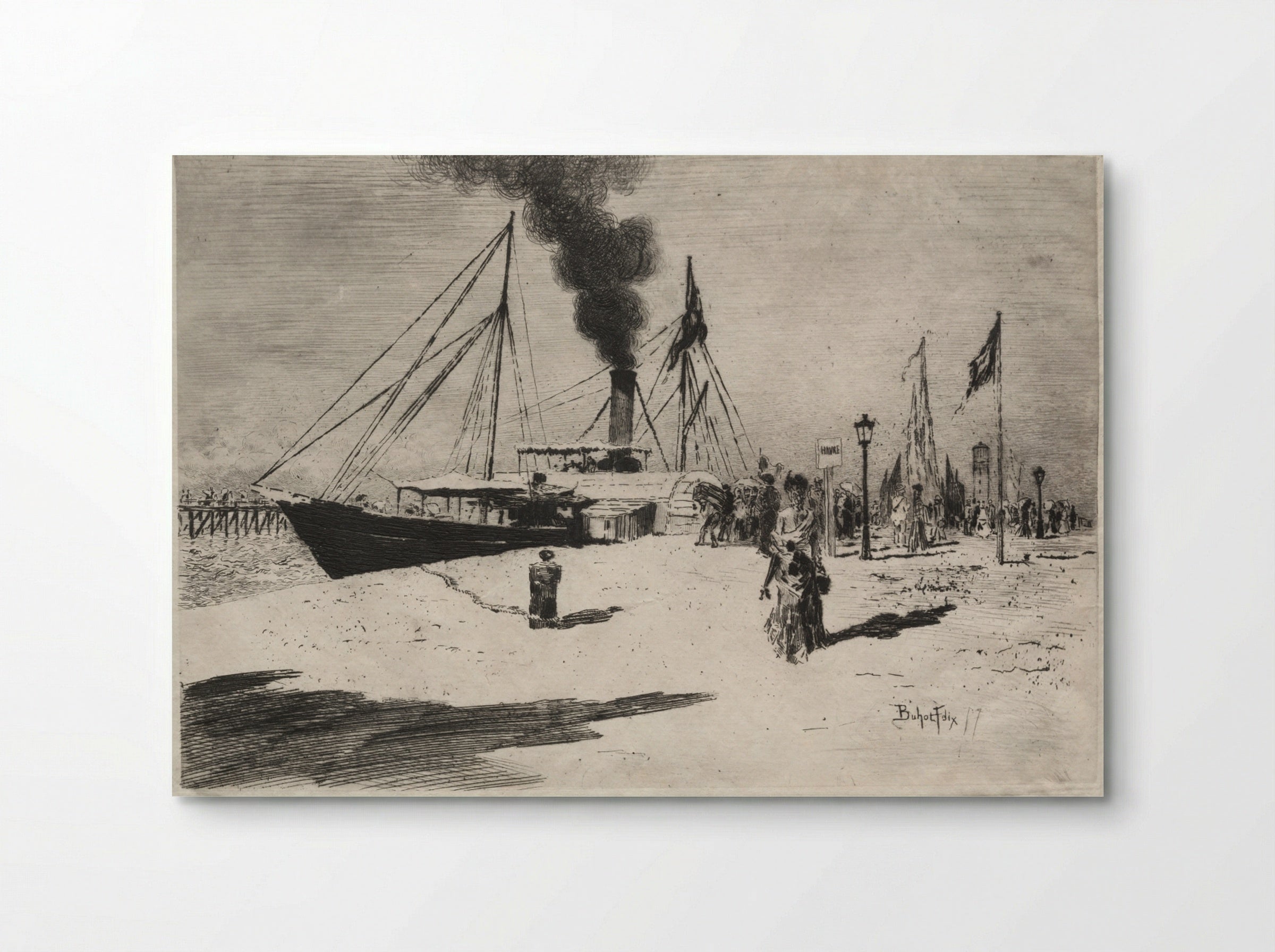 The Wharf at Trouville - Félix Hilaire Buhot - Poster