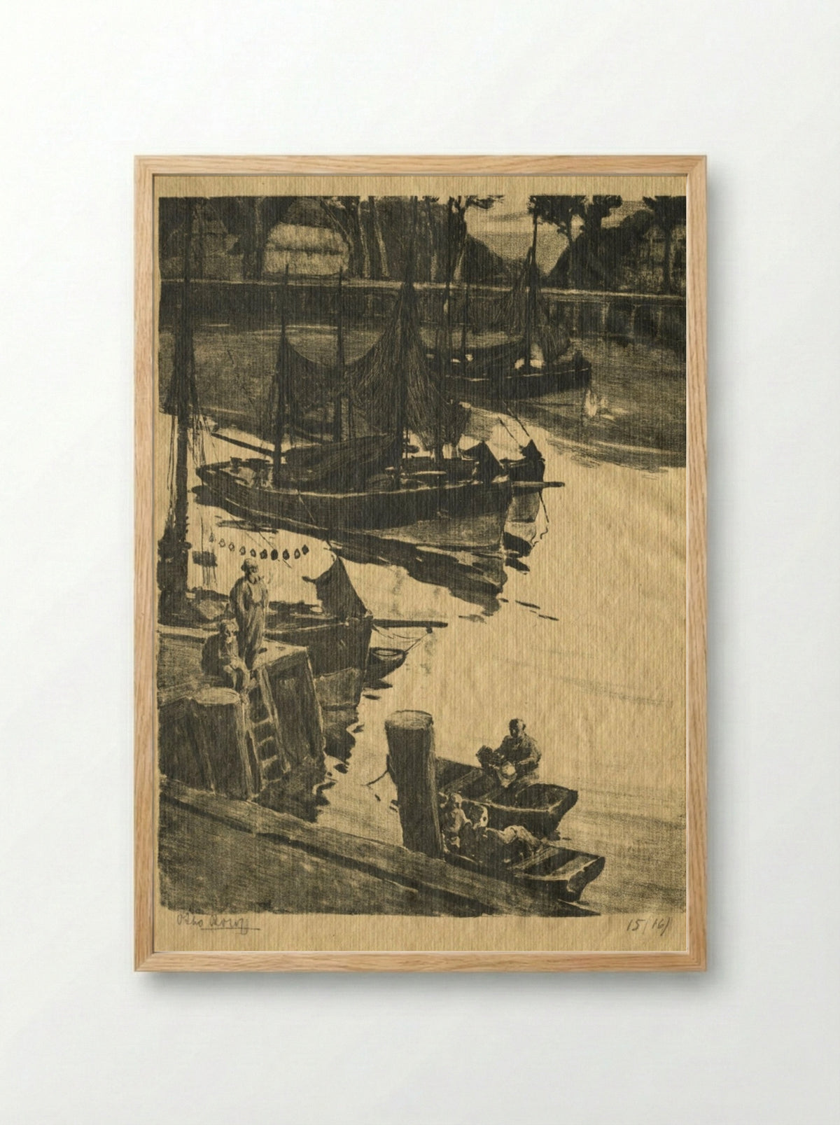 The Wharf - Willem Roelofs - Framed Print Wood
