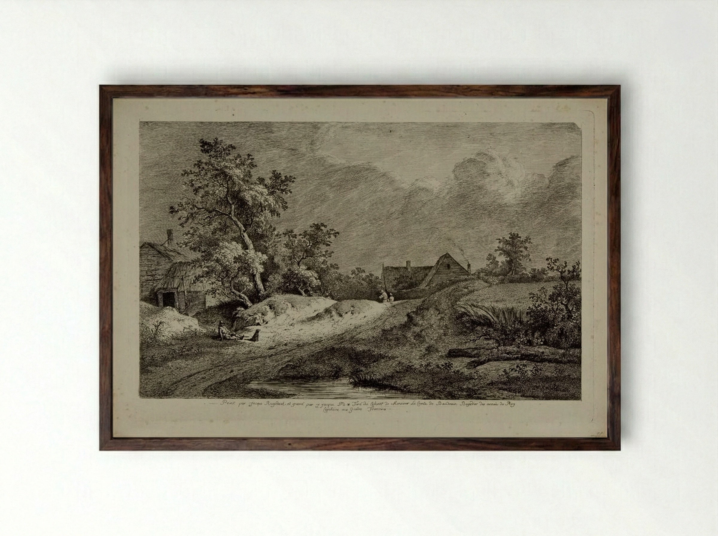 The Wheat Field - Jean-Jacques de Boissieu - Framed Print Dark Wood