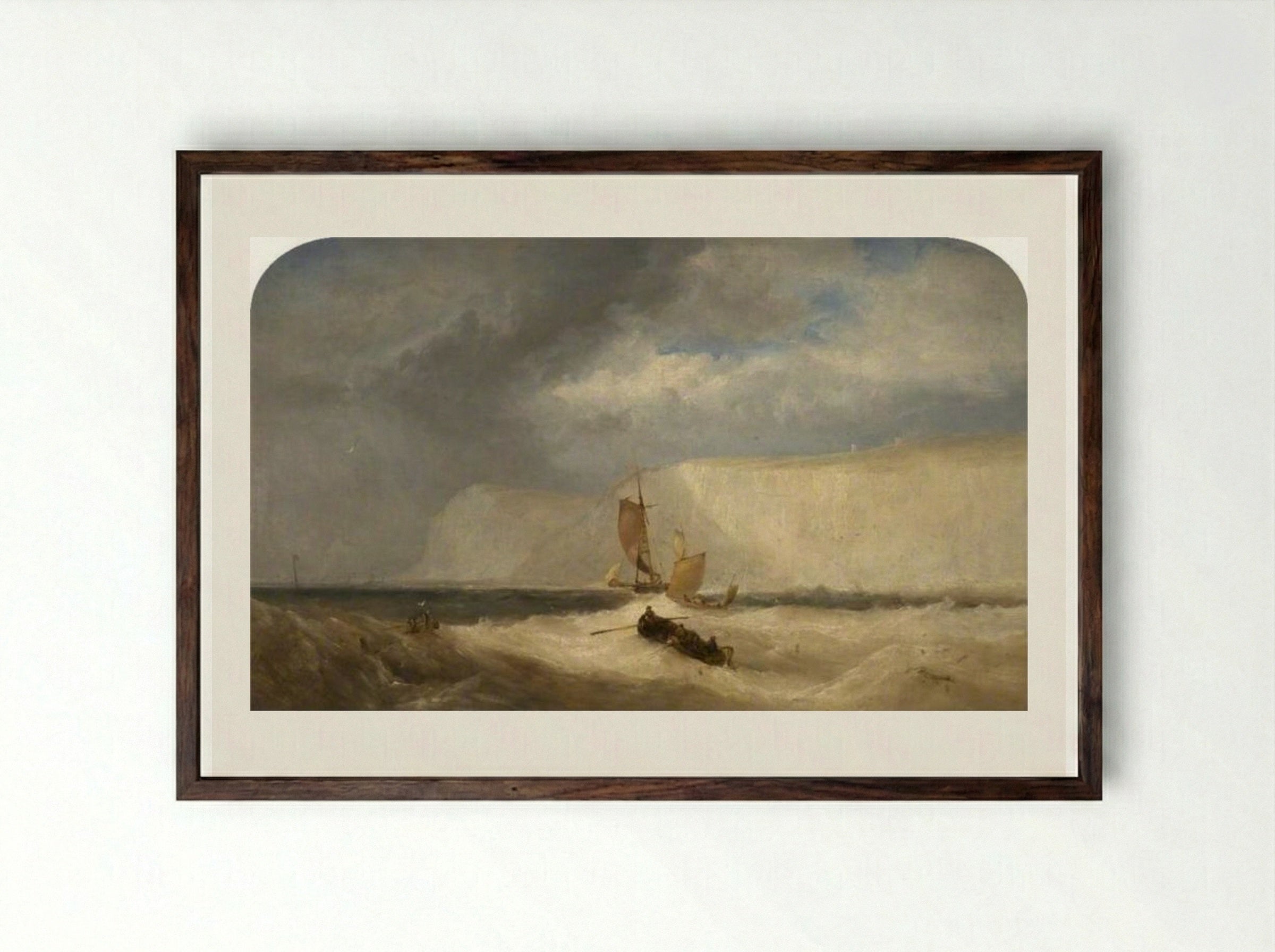 The White Cliffs of Dover - James Webb - Framed Print Dark Wood