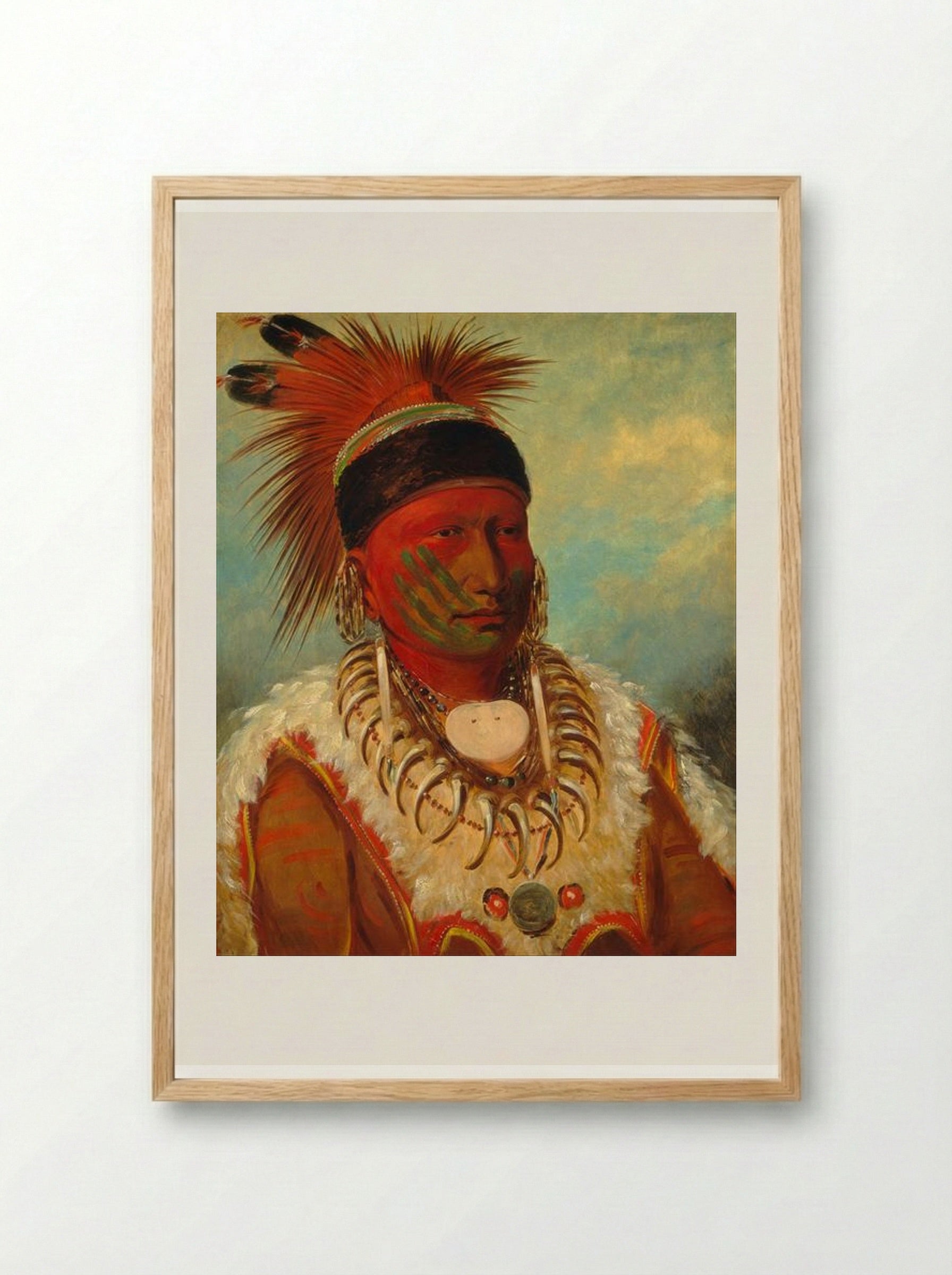 The White Cloud, Head Chief of the Iowa - George Catlin - Framed Print Wood