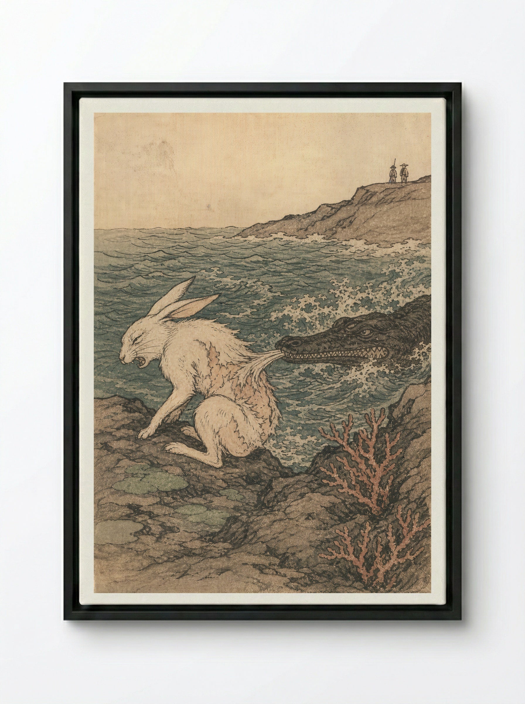 The White Hare of Inaba: The Trick Is Exposed - Framed Canvas Black