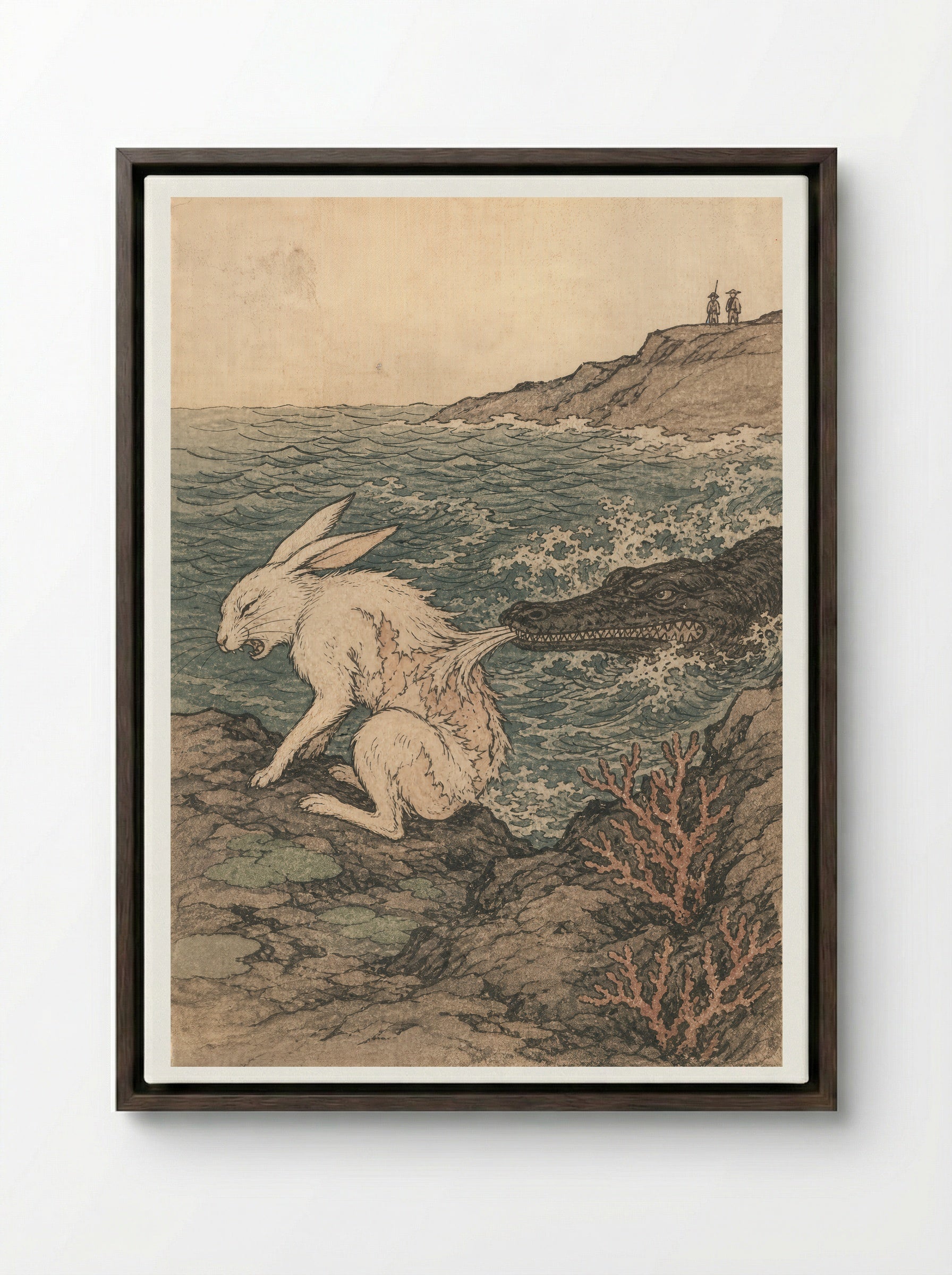 The White Hare of Inaba: The Trick Is Exposed - Framed Canvas Dark Wood