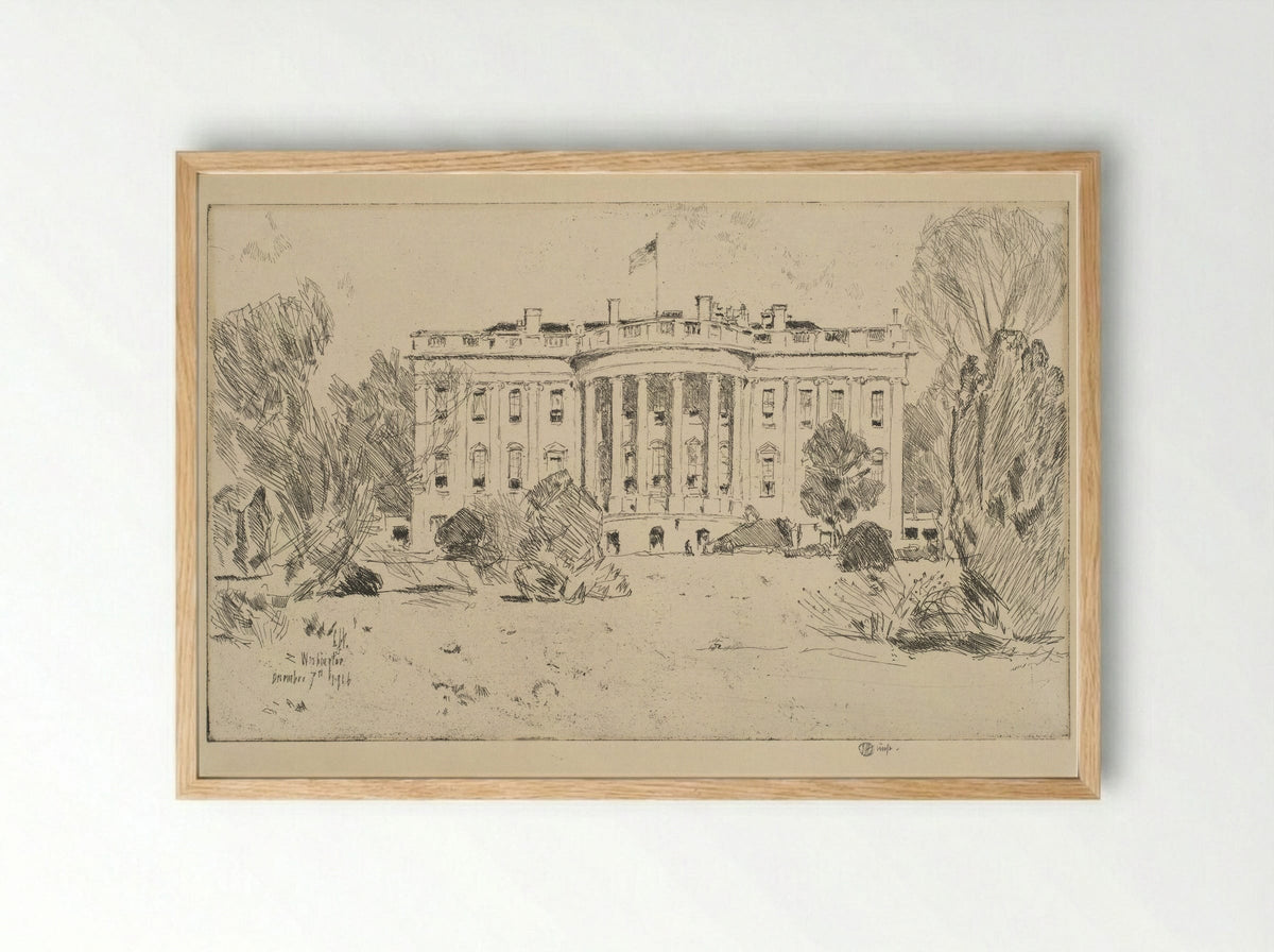 The White House - Childe Hassam - Framed Print Wood