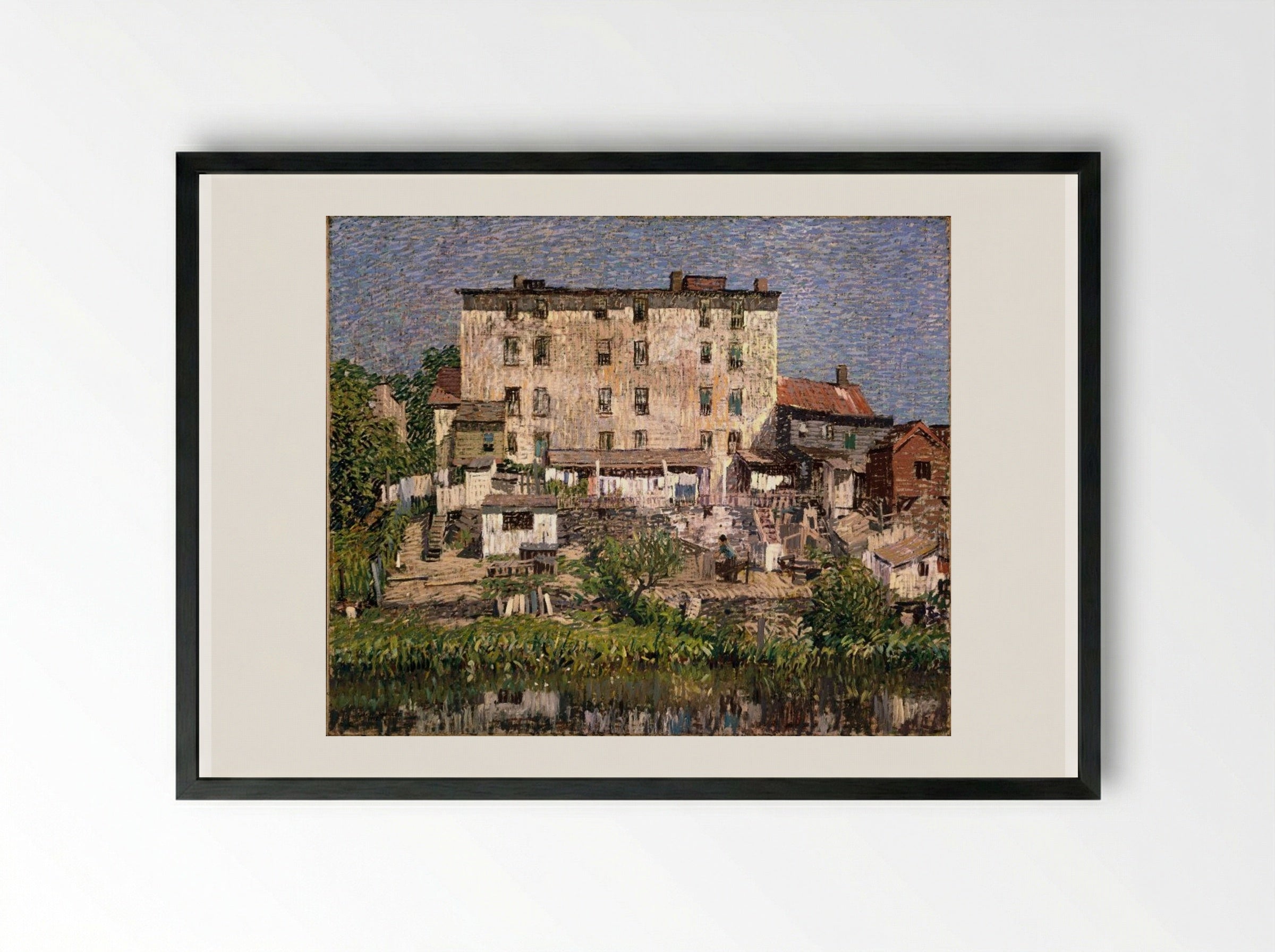 The White Tenement - Robert Spencer - Framed Print Black