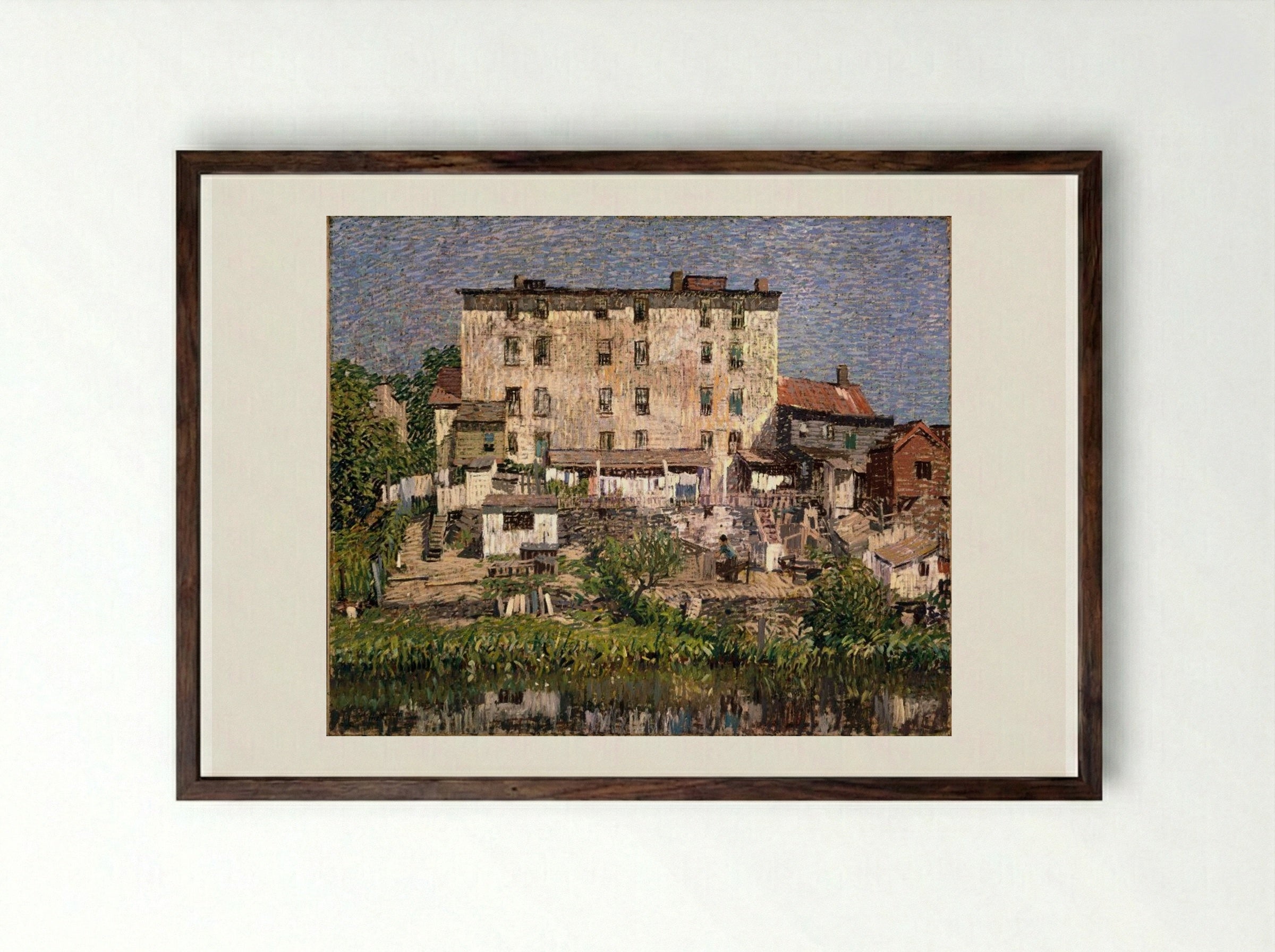 The White Tenement - Robert Spencer - Framed Print Dark Wood