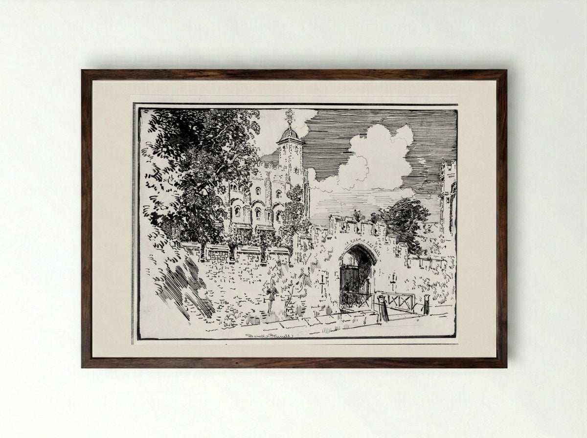 The White Tower - Joseph Pennell - Framed Print Dark Wood