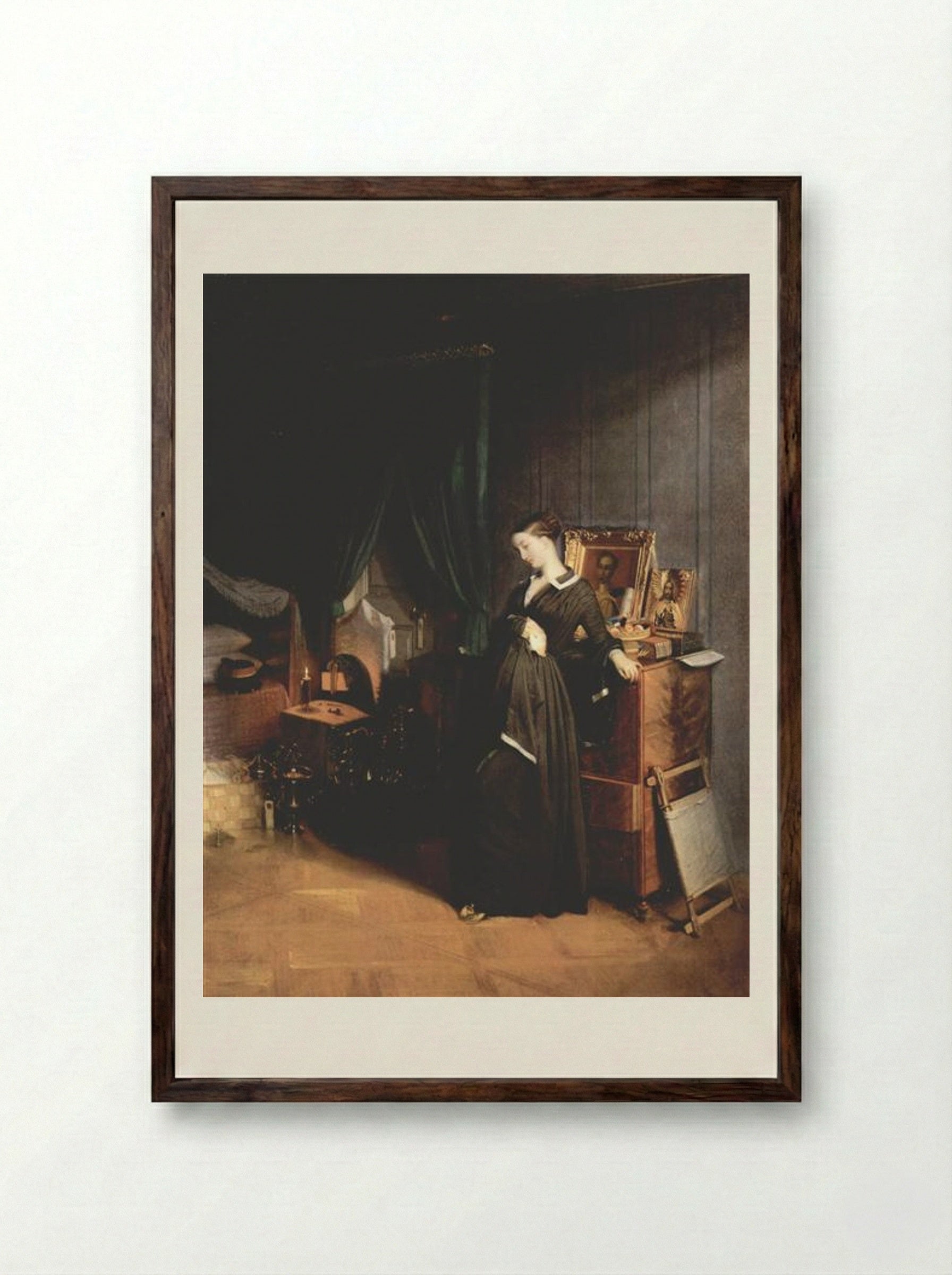 The Widow - Pavel Fedotov - Framed Print Dark Wood