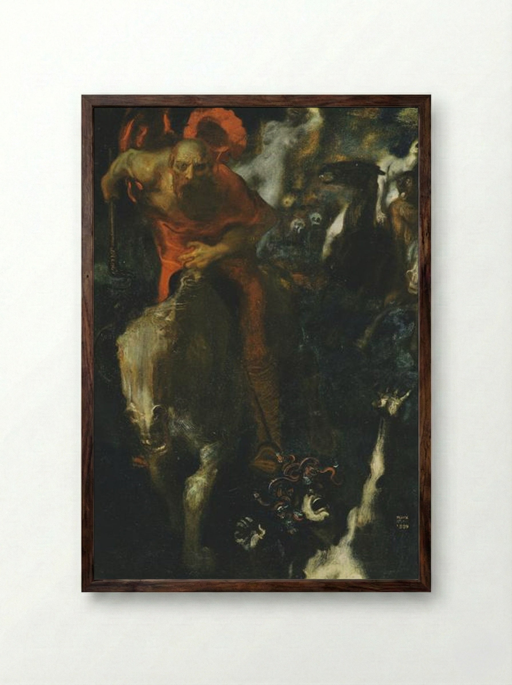 The Wild Hunt - Franz von Stuck - Framed Print Dark Wood
