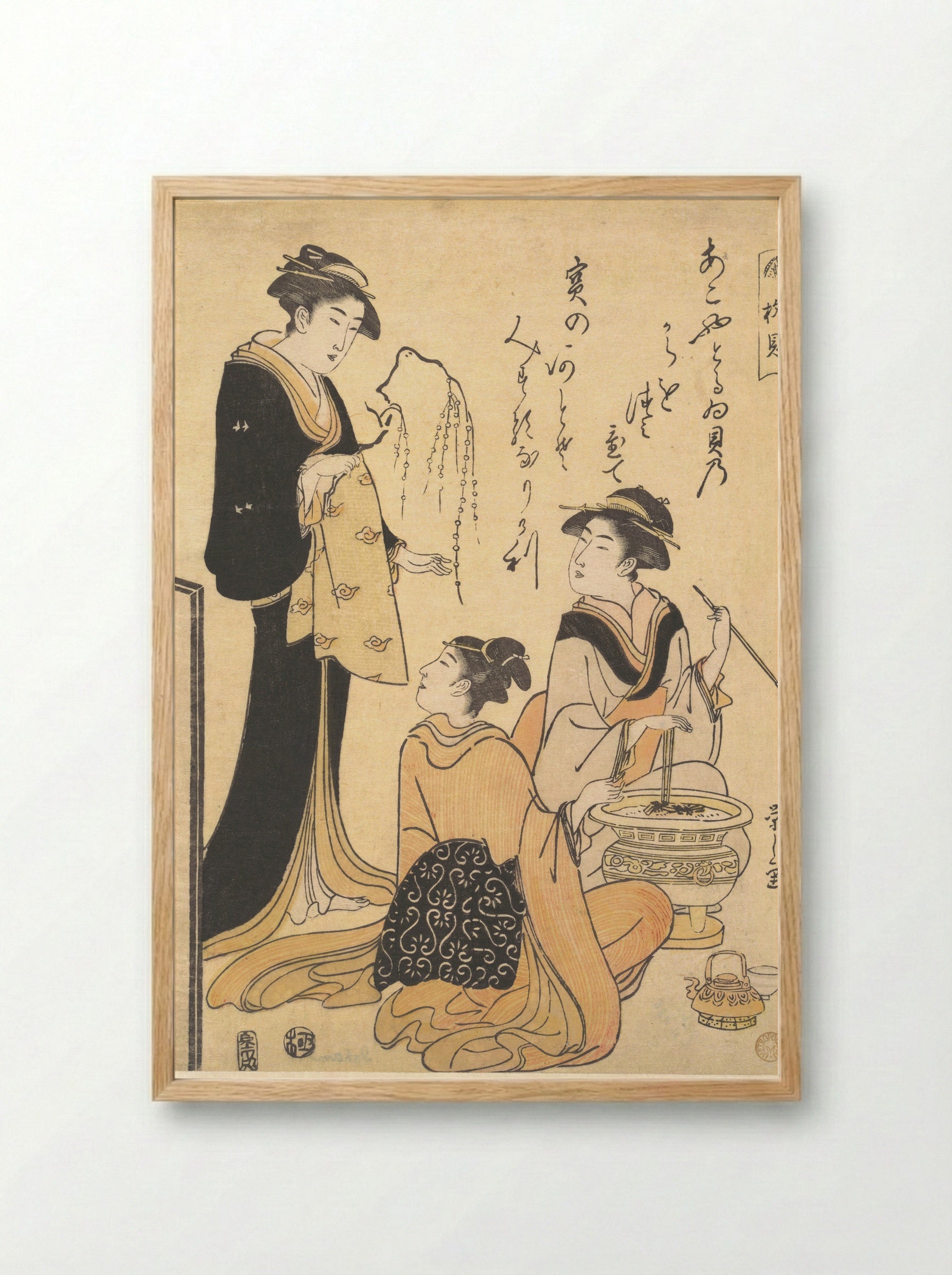 The Willow Shell (Yanagi-kai) - Chōbunsai Eishi - Framed Print Wood