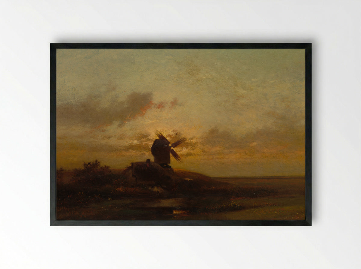 The Windmill - Jules Dupré - Framed Print Black
