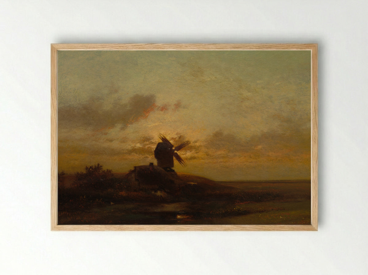 The Windmill - Jules Dupré - Framed Print Wood