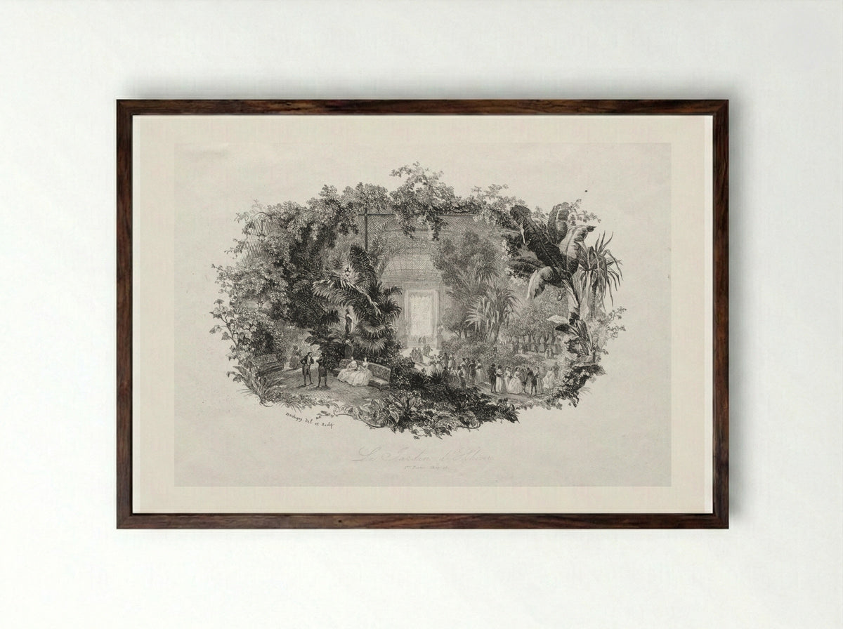 The Winter Garden - Charles François Daubigny - Framed Print Dark Wood