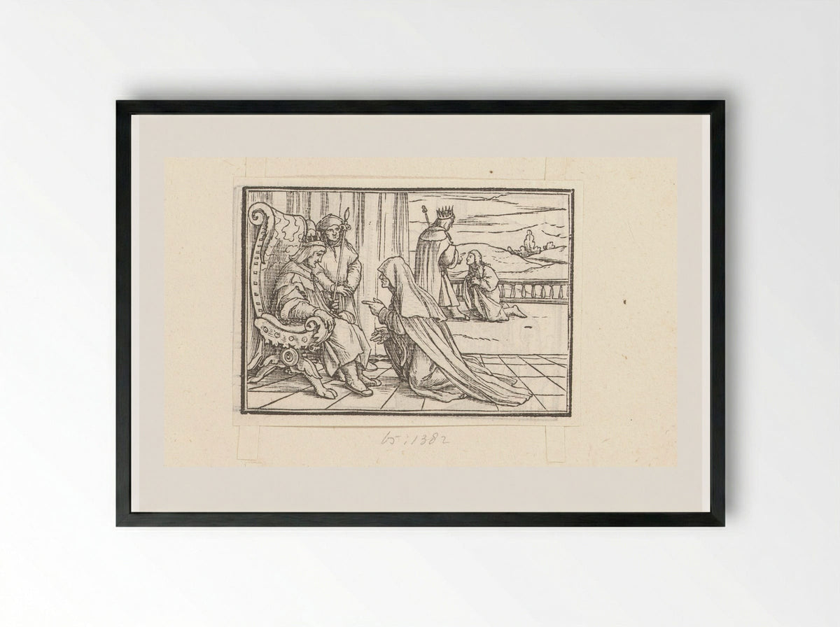 The Wise Woman of Tekoa Before King David - Veit Rudolf Specklin - Framed Print Black