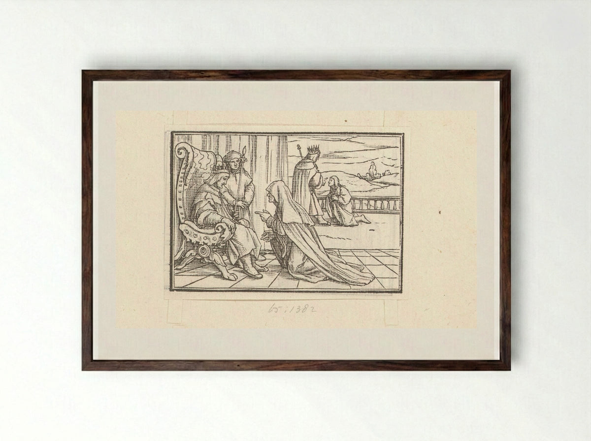 The Wise Woman of Tekoa Before King David - Veit Rudolf Specklin - Framed Print Dark Wood