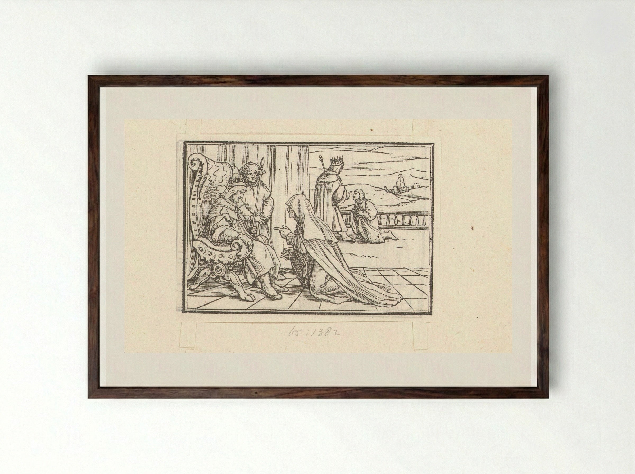 The Wise Woman of Tekoa Before King David - Veit Rudolf Specklin - Framed Print Dark Wood