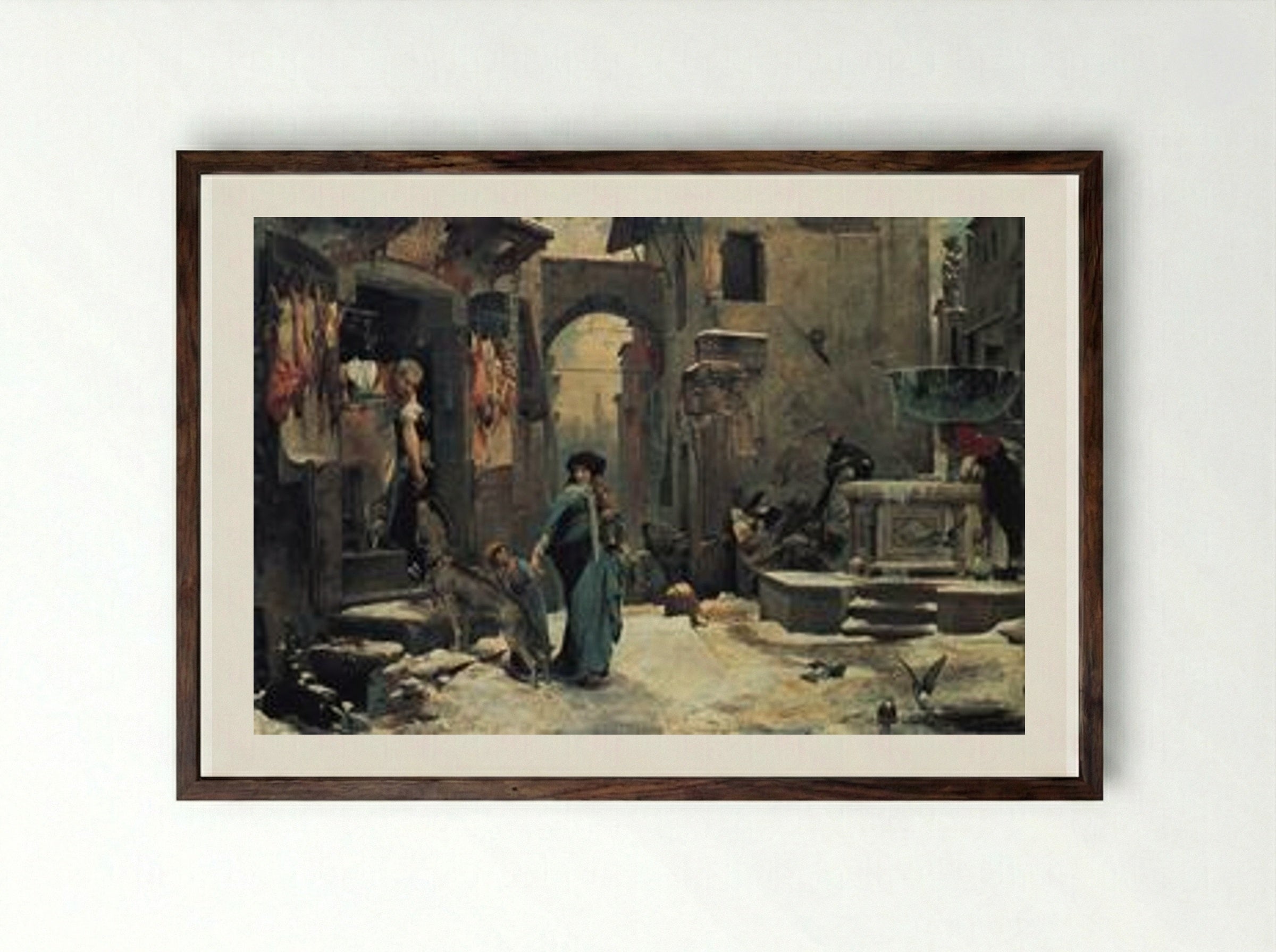 The Wolf of Gubbio - Luc-Olivier Merson - Framed Print Dark Wood