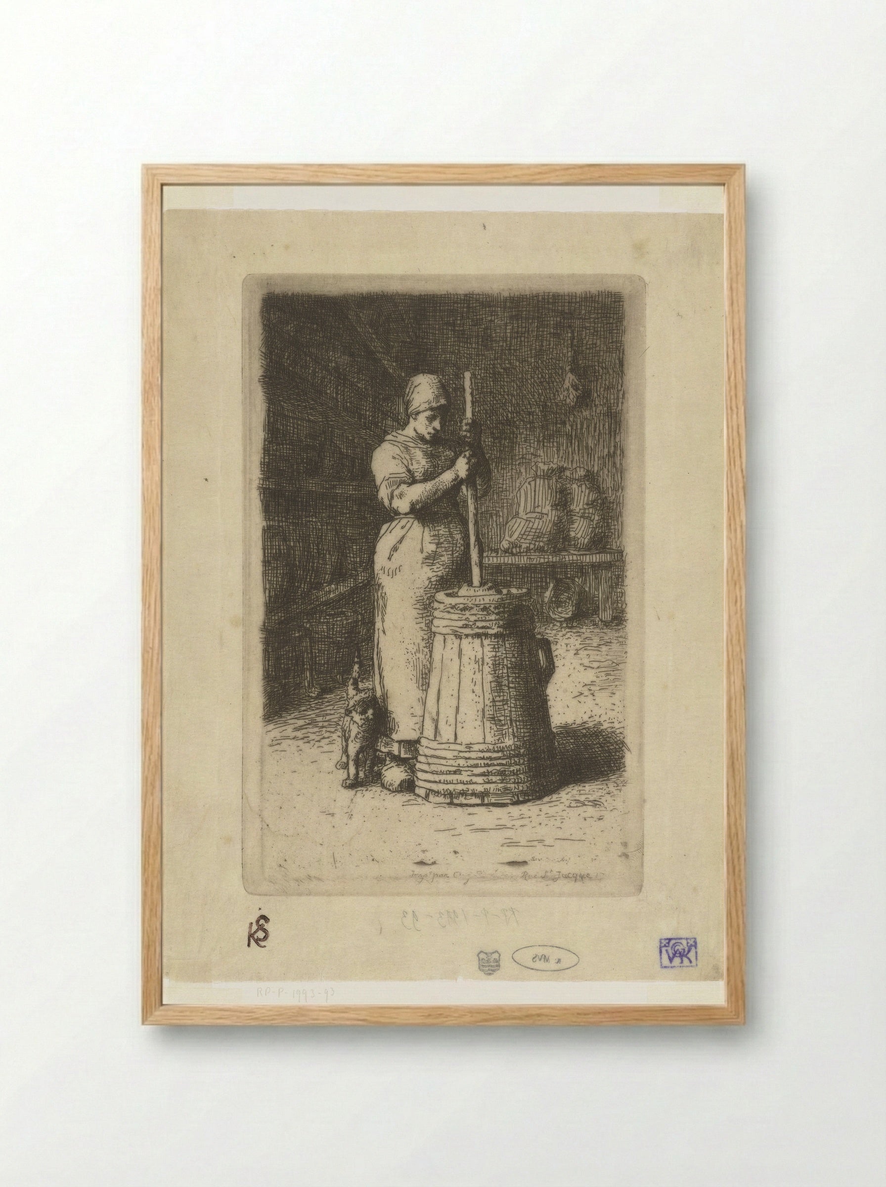 The Woman Churning - Jean-François Millet - Framed Print Wood