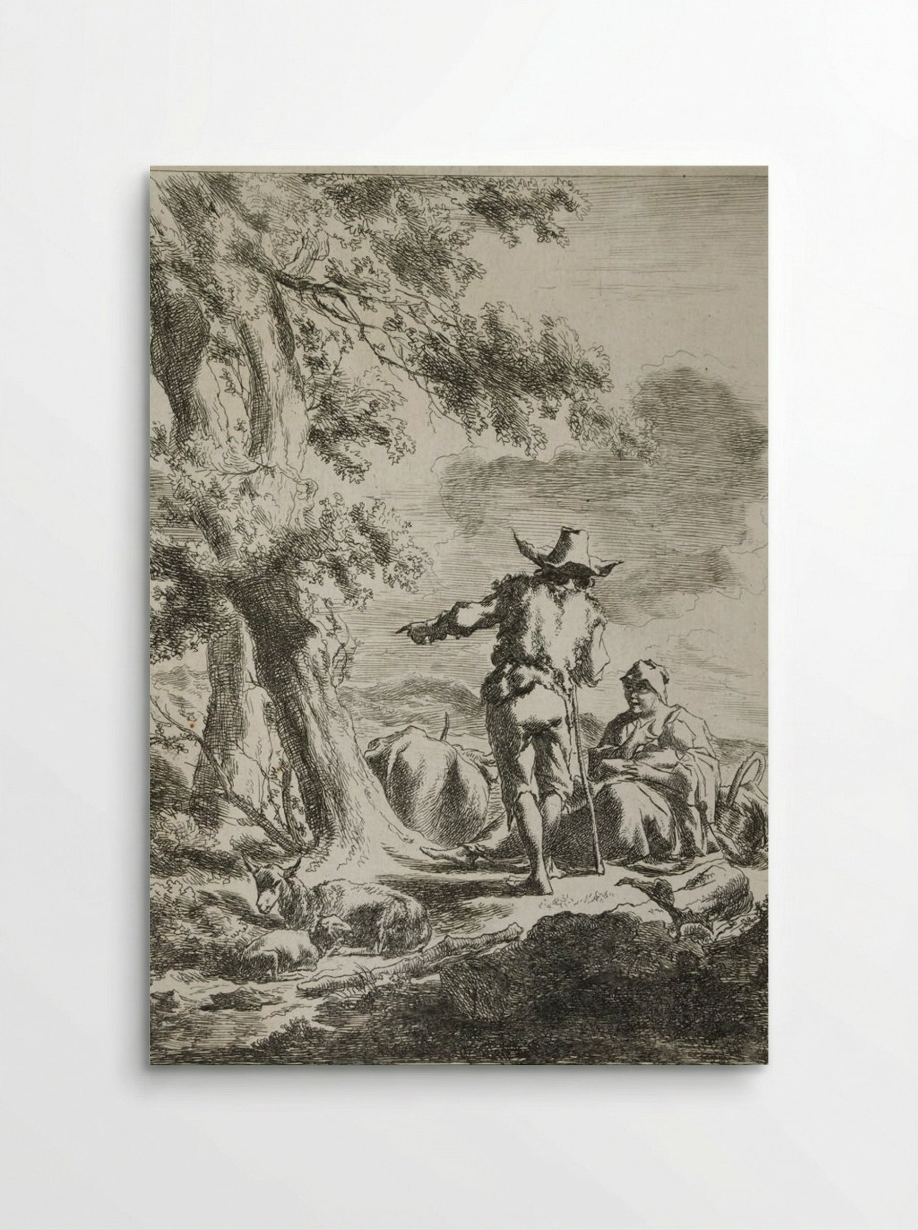 The Woman Speaking to the Shepherd - Nicolaes Berchem - Poster
