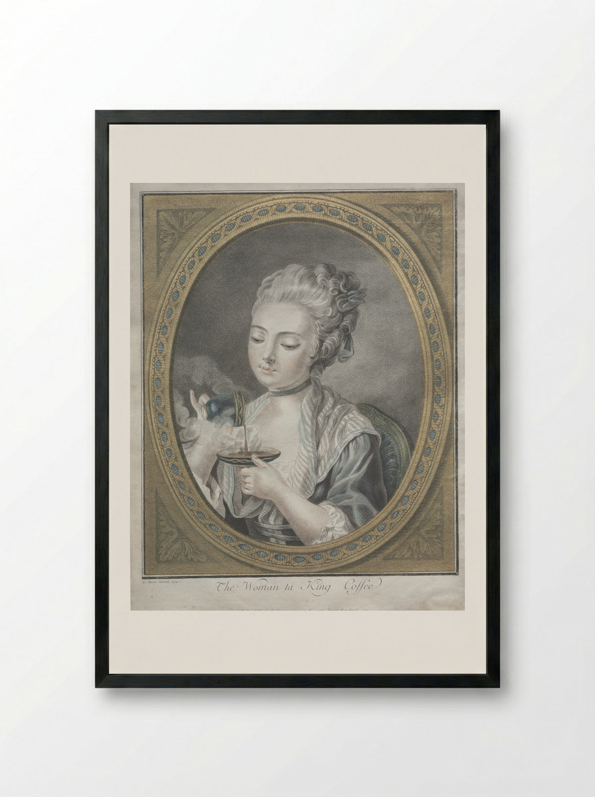 The Woman Taking Coffee - Louis-Marin Bonnet - Framed Print Black