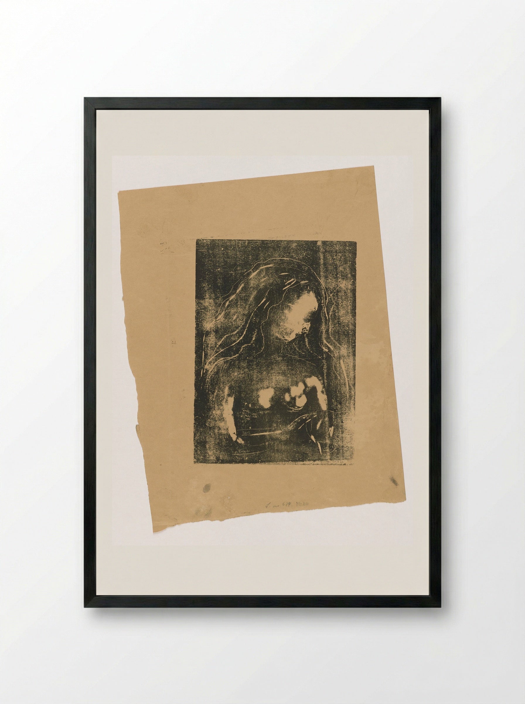 The Woman and the Heart - Edvard Munch - Framed Print Black