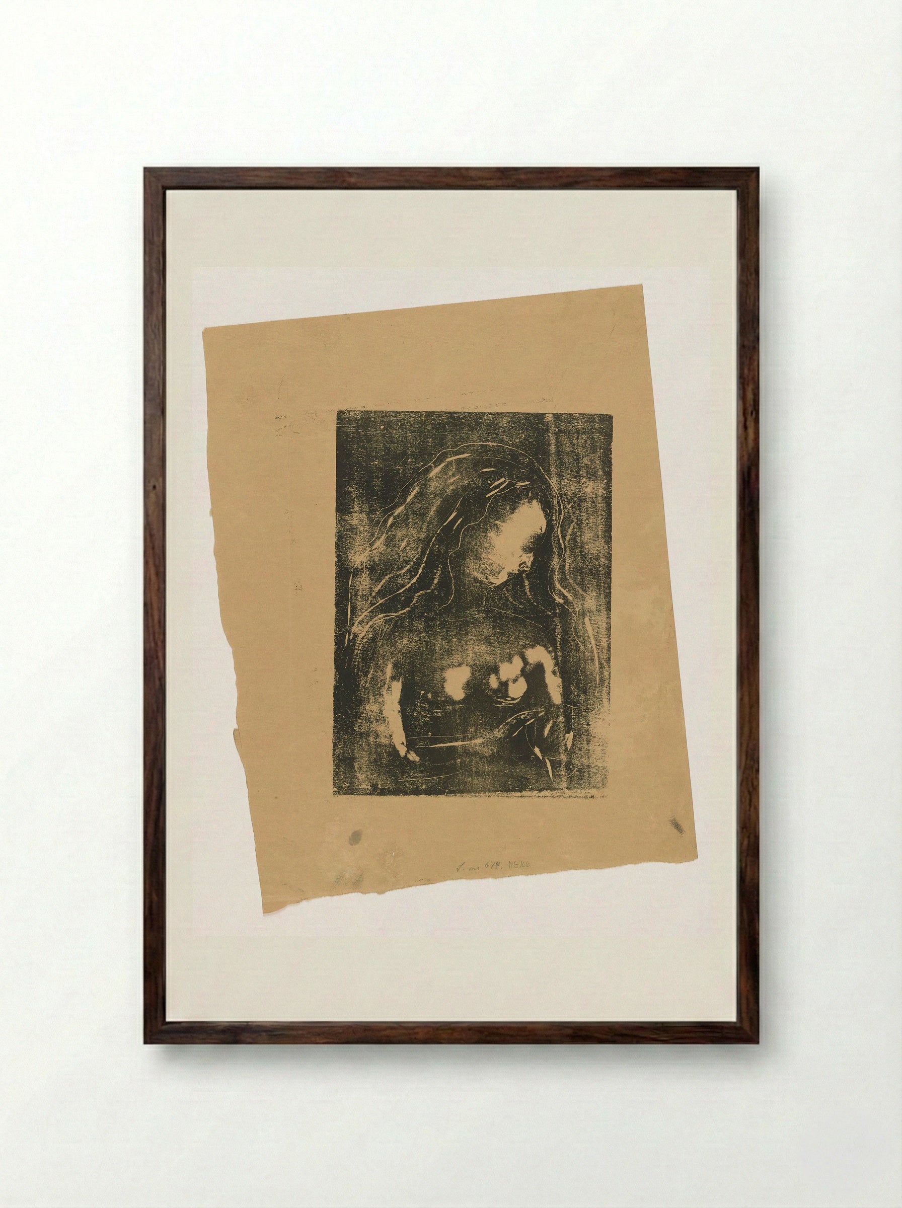 The Woman and the Heart - Edvard Munch - Framed Print Dark Wood