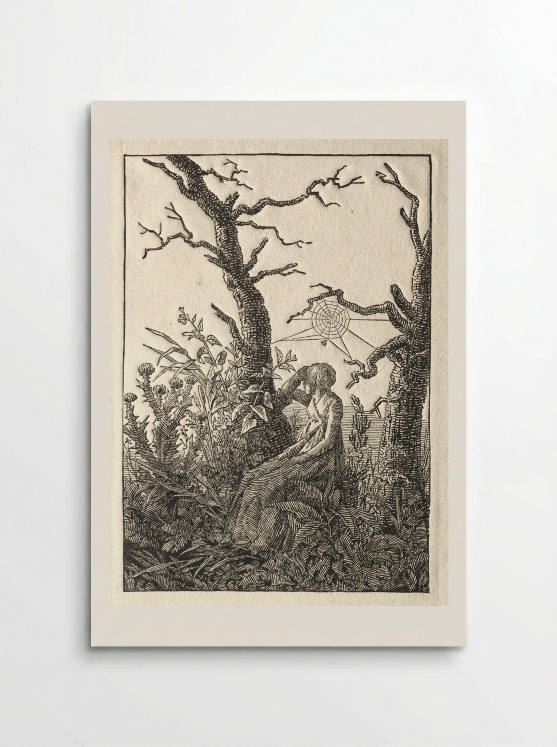 The Woman with the Spider Web between Bare Trees - Caspar David Friedrich - Poster