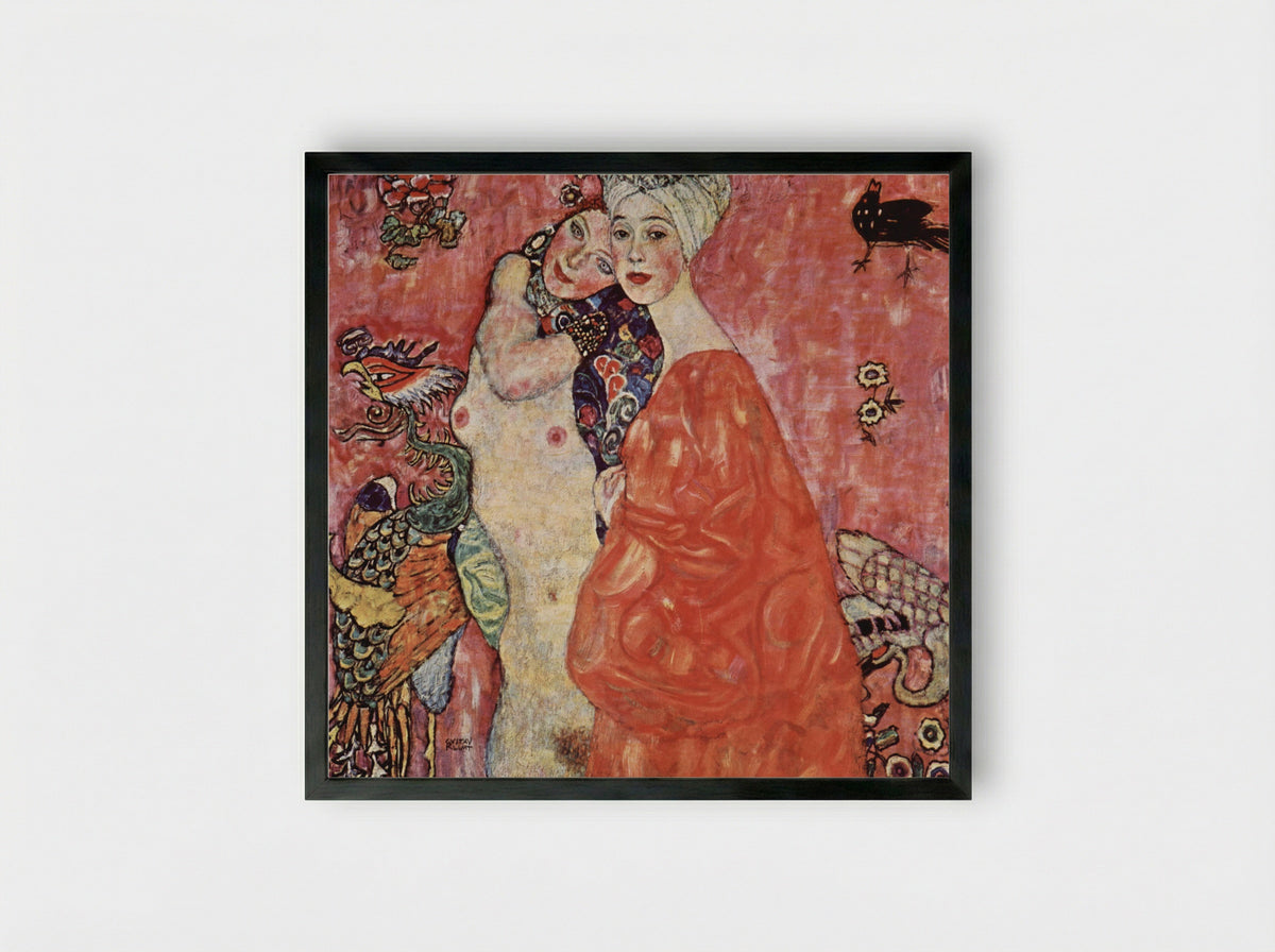 The Women Friends - Gustav Klimt - Framed Print Black