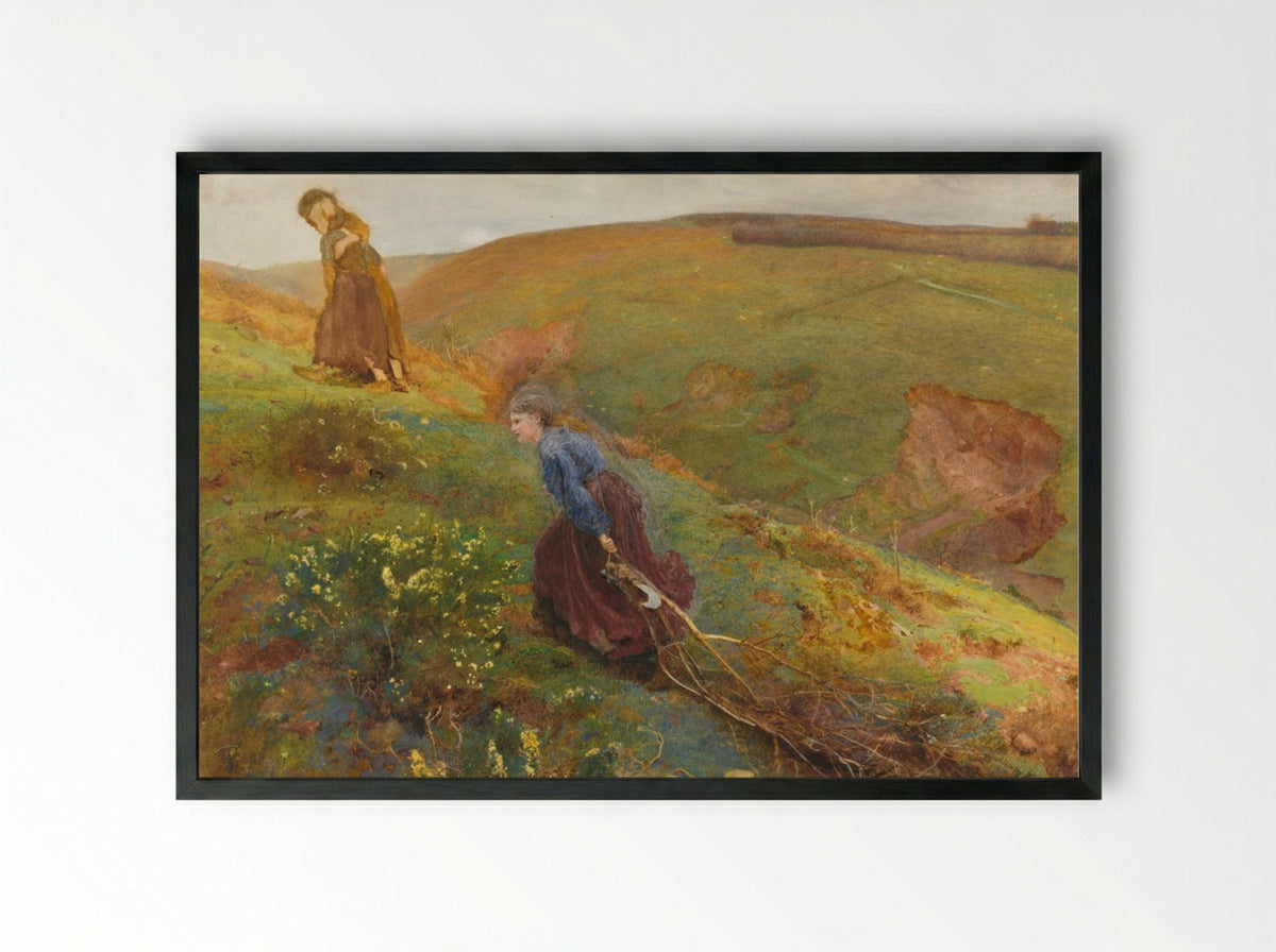 The Wood Gatherers - John William North - Framed Print Black