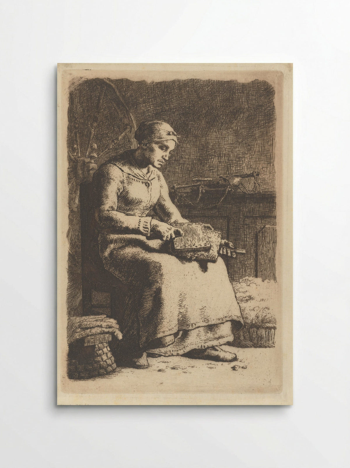 The Wool Carder - Jean-François Millet - Poster