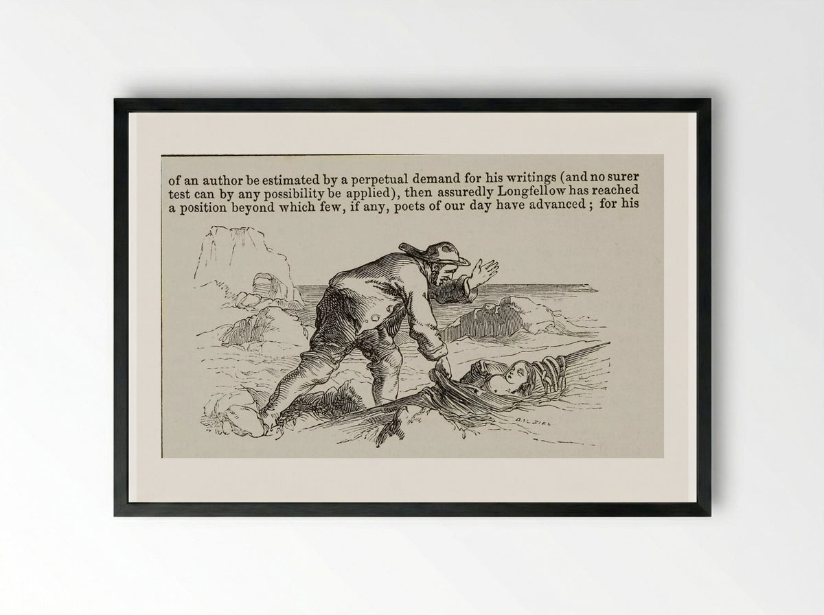 The Wreck of the Hesperus - Edward Dalziel - Framed Print Black