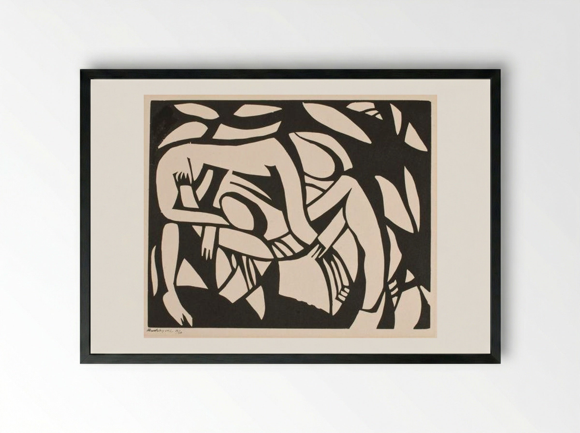 The Wrestlers - Henri Gaudier-Brzeska - Framed Print Black