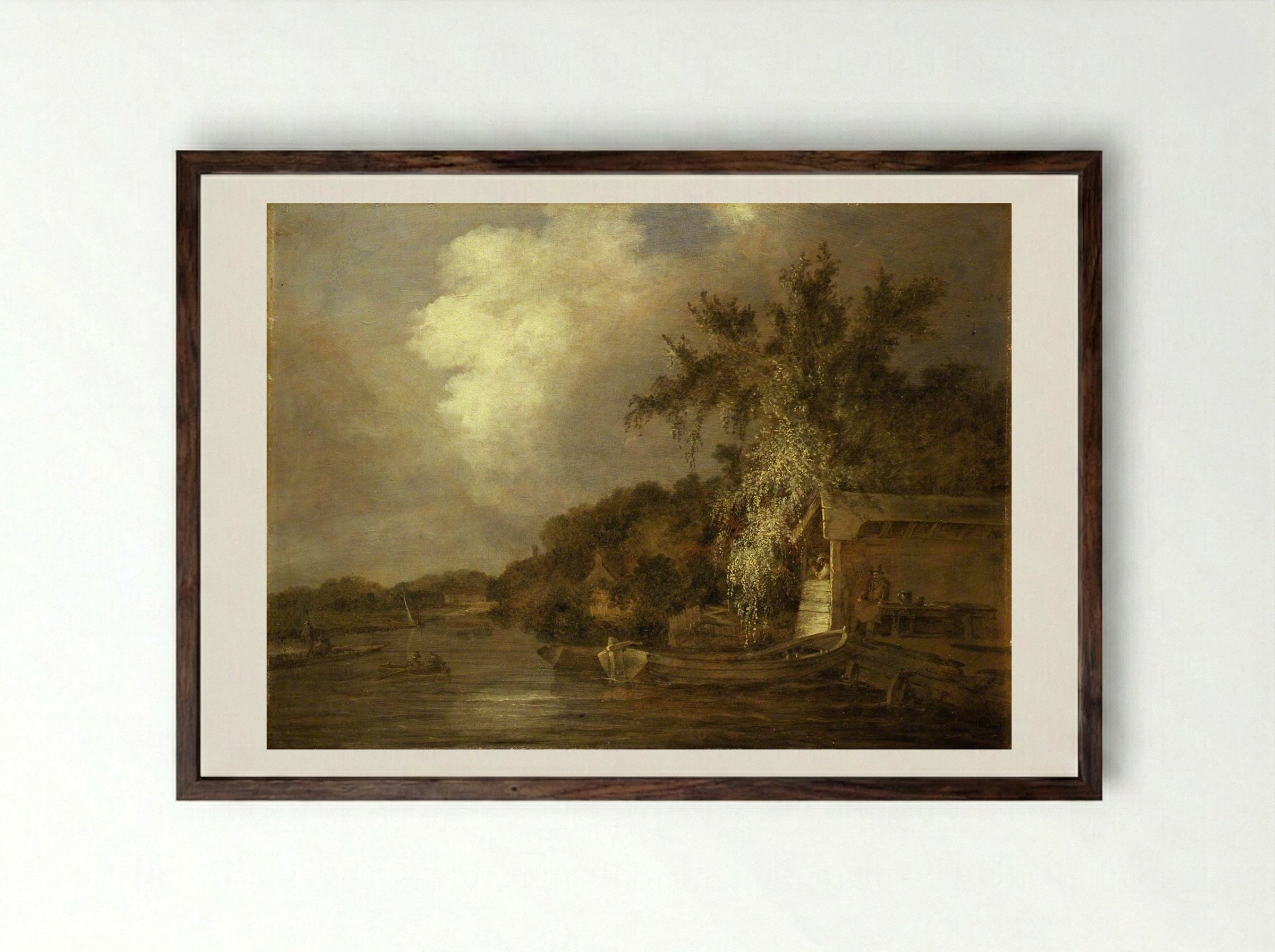 The Yare at Thorpe, Norwich - John Crome - Framed Print Dark Wood