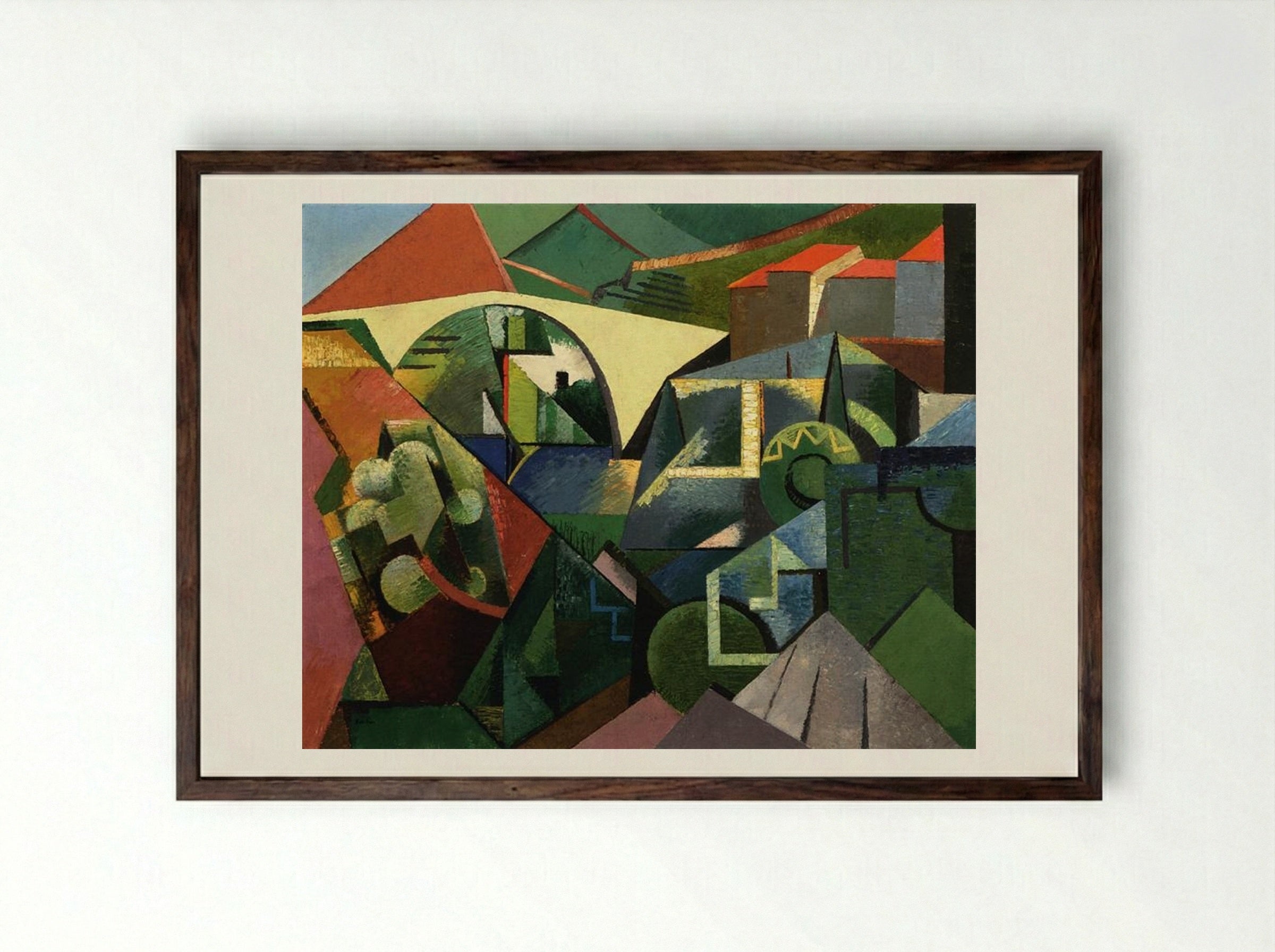 The Yellow Bridge at Céret - Auguste Herbin - Framed Print Dark Wood