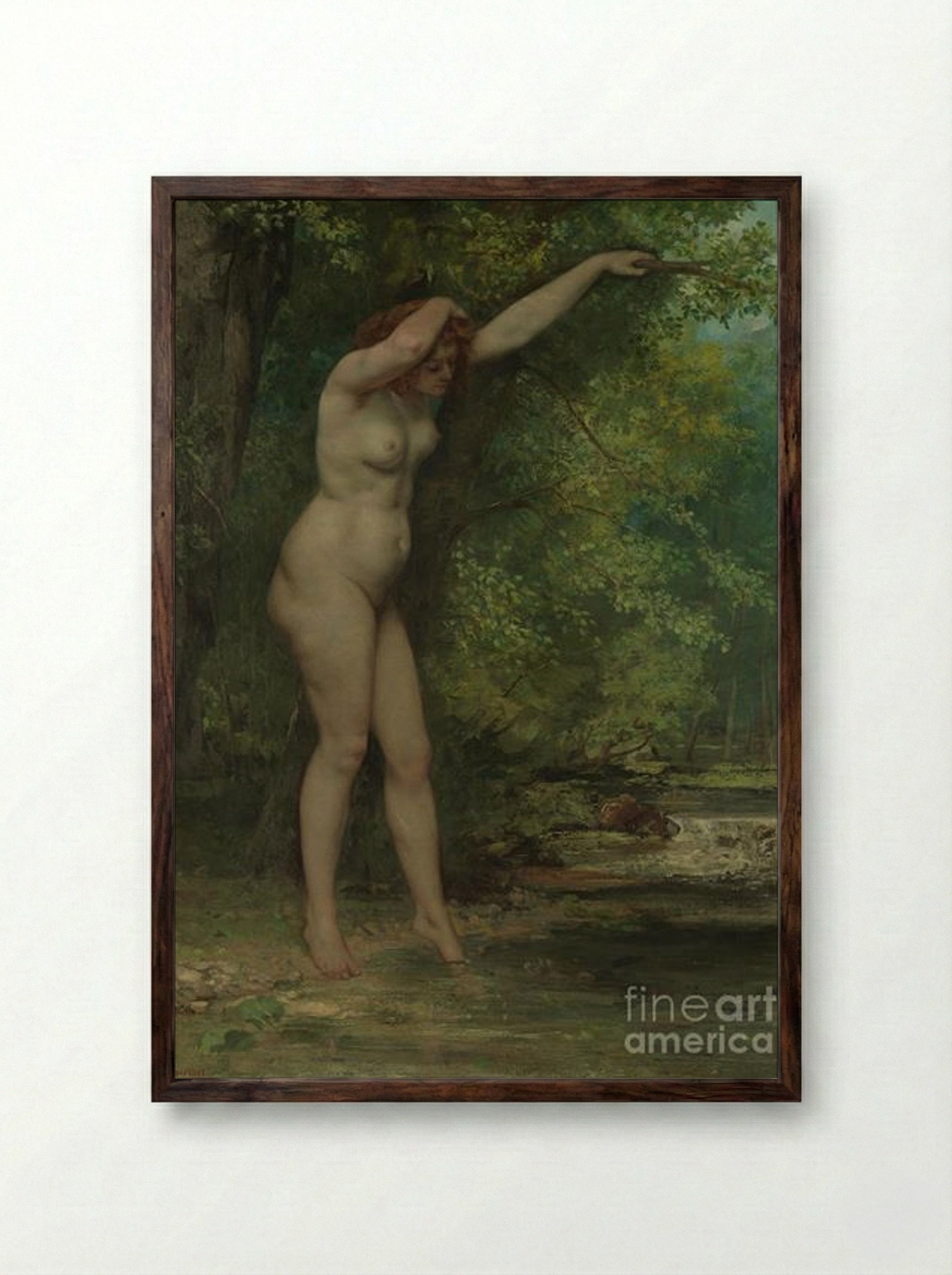 The Young Bather - Gustave Courbet - Framed Print Dark Wood