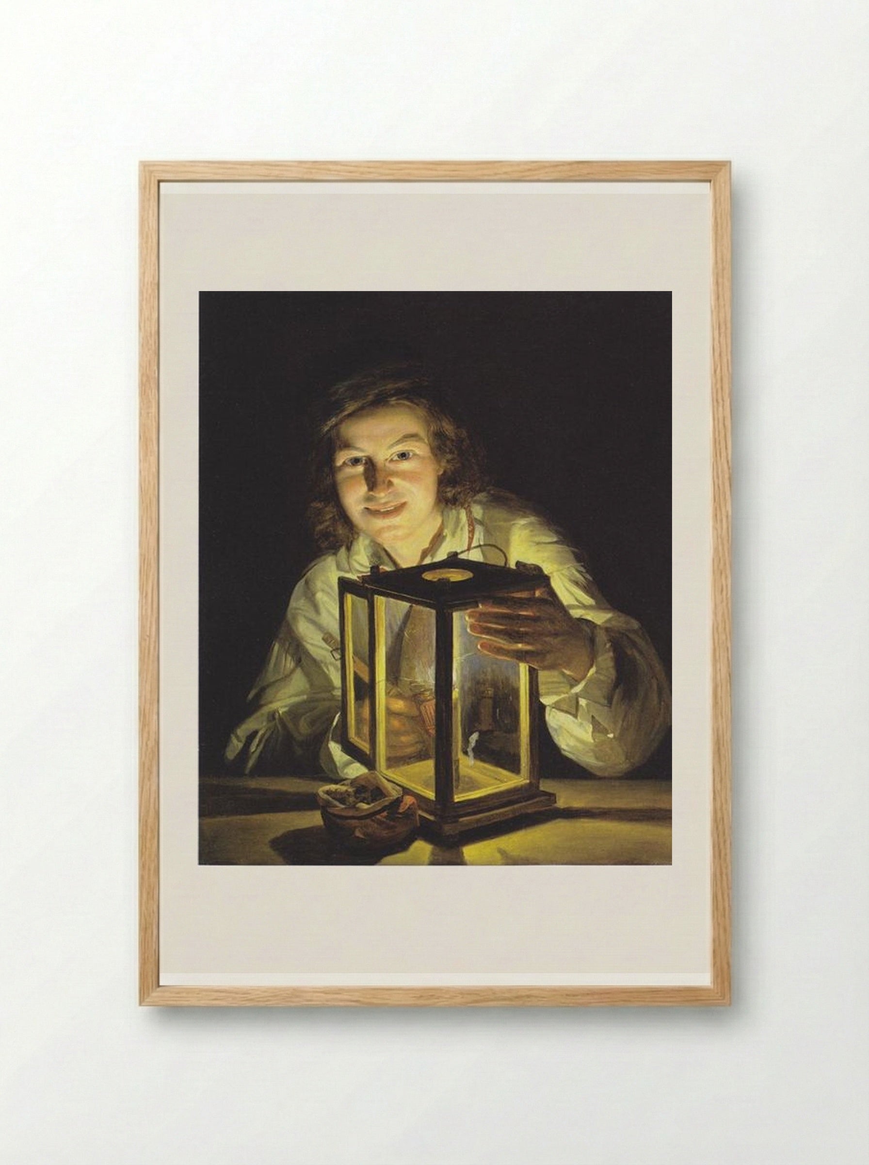 The Young Boy with the Stable-Lantern - Ferdinand Georg Waldmüller - Framed Print Wood