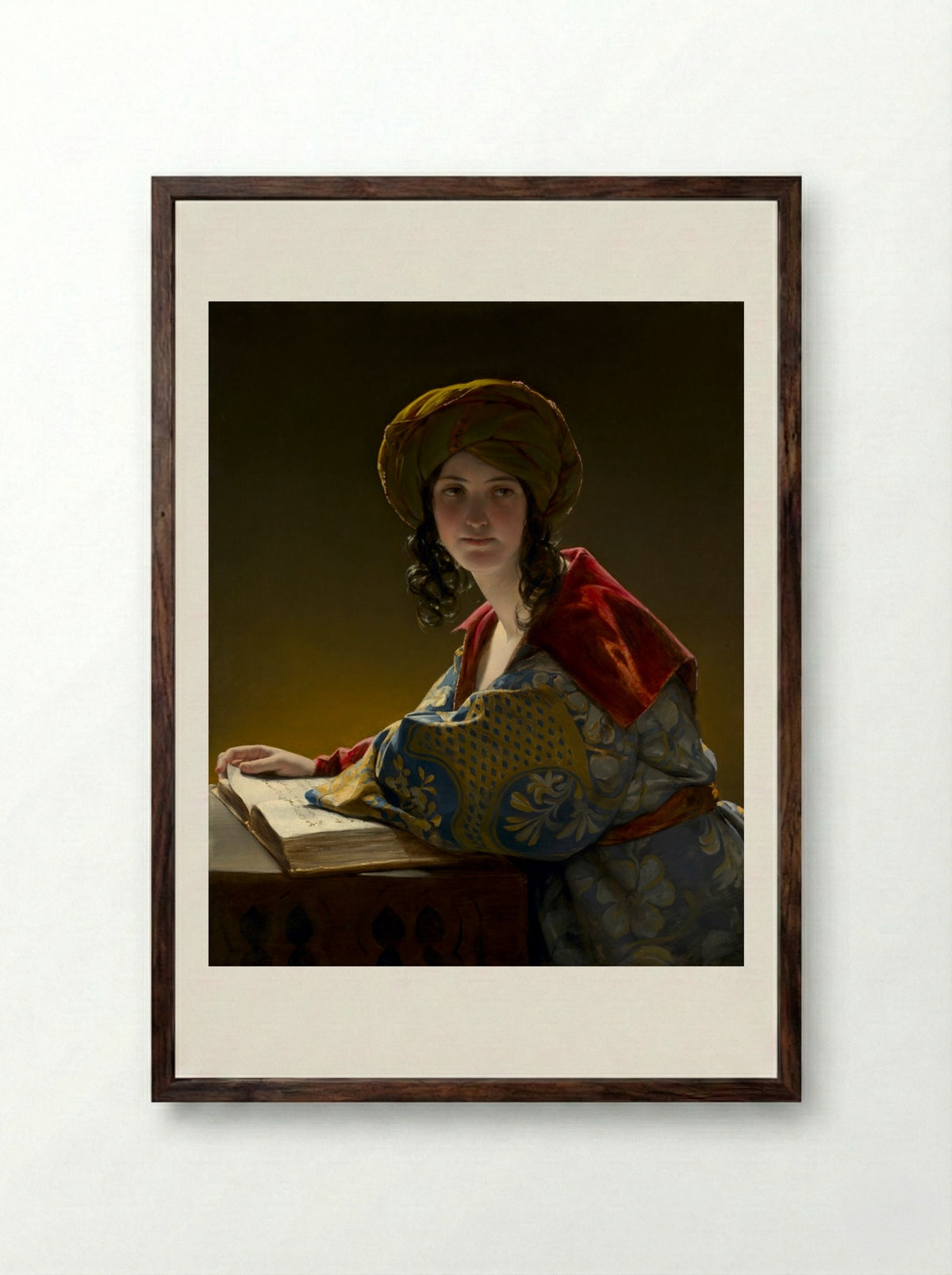 The Young Eastern Woman - Friedrich Amerling - Framed Print Dark Wood
