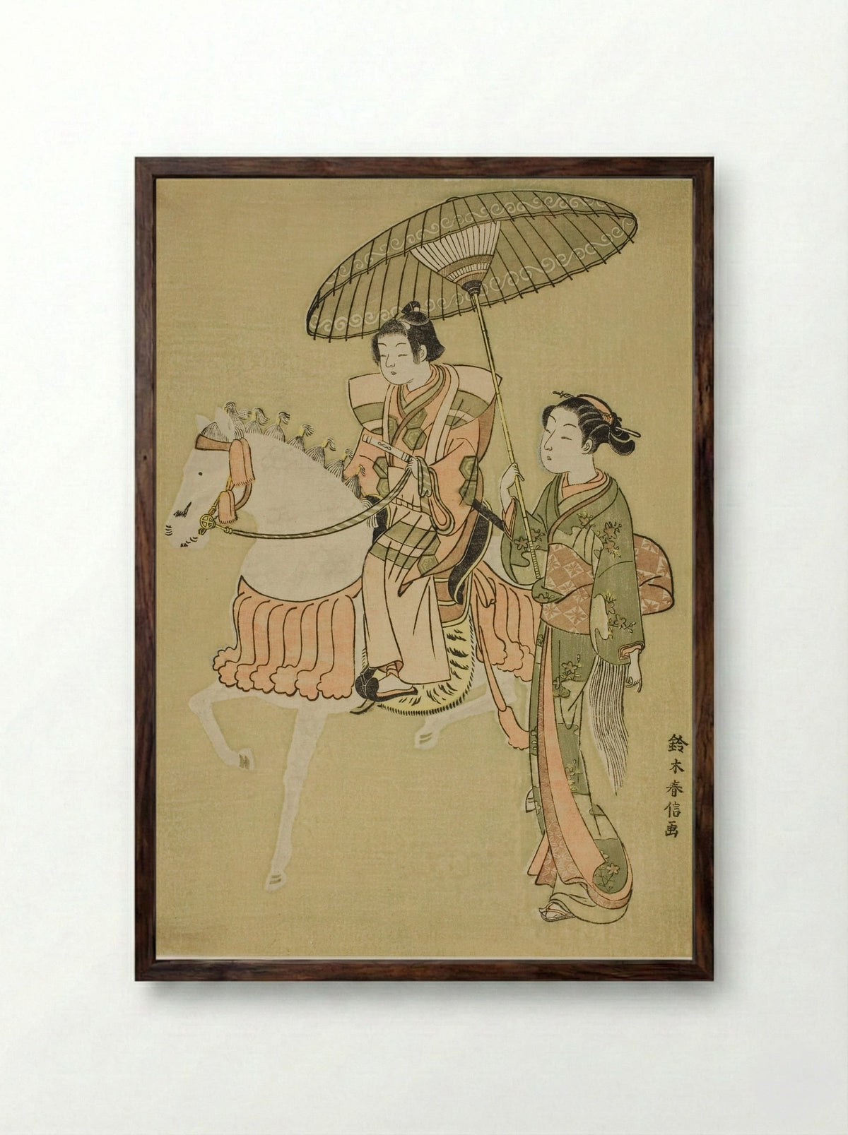 The Young Horseman - Suzuki Harunobu - Framed Print Dark Wood