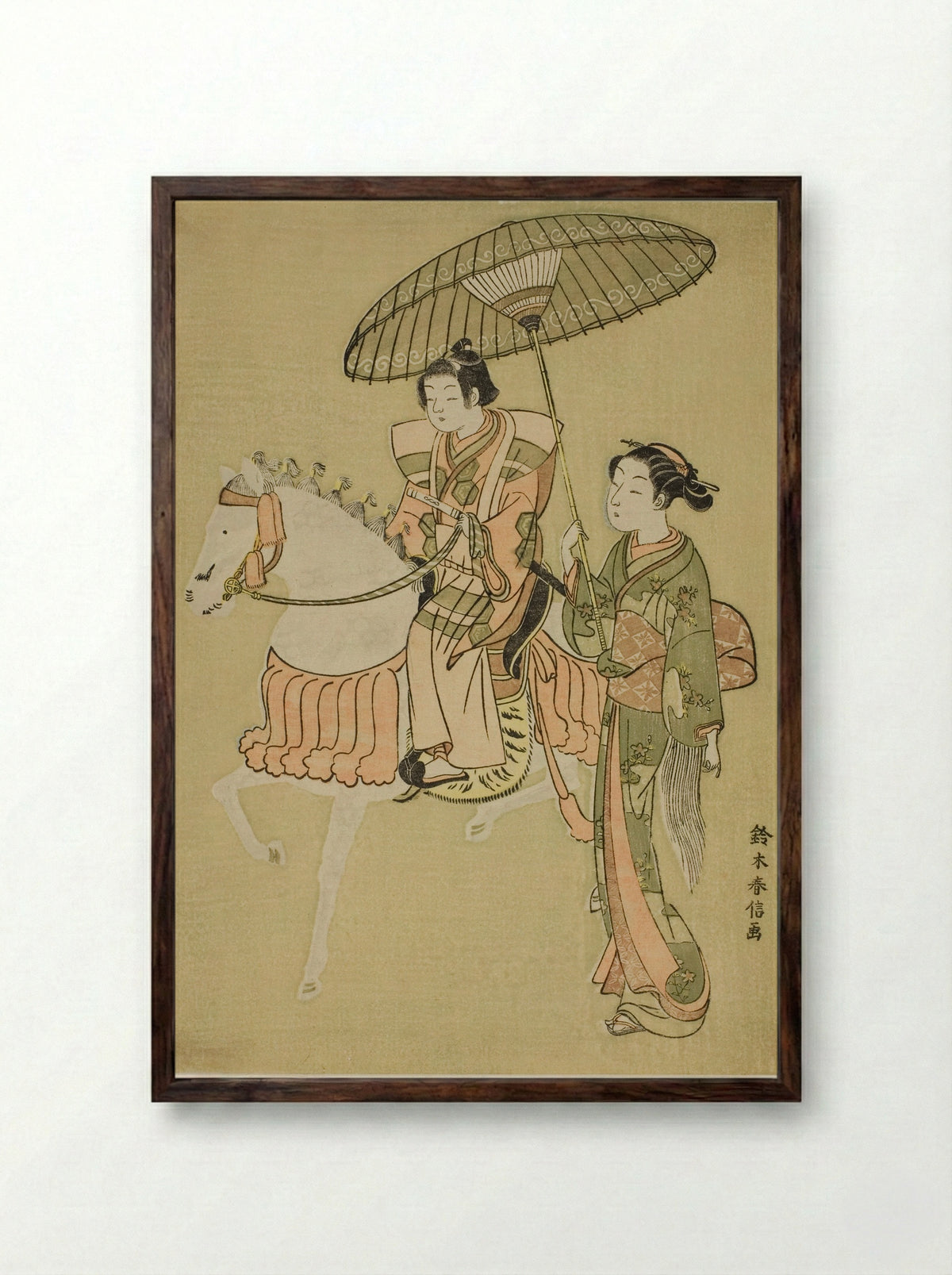 The Young Horseman - Suzuki Harunobu - Framed Print Dark Wood