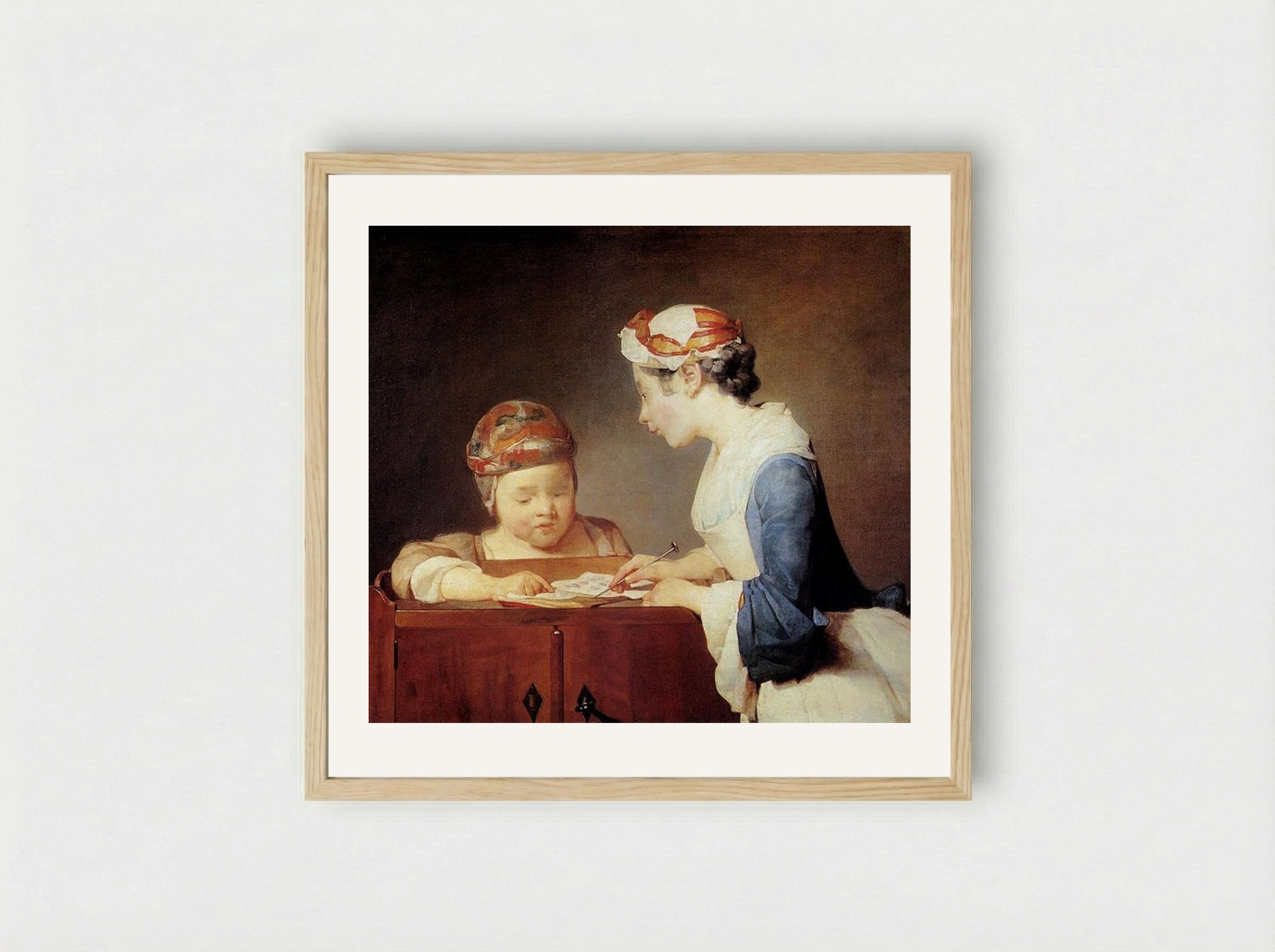 The Young Schoolmistress - Jean-Baptiste-Simeon Chardin - Framed Print Wood