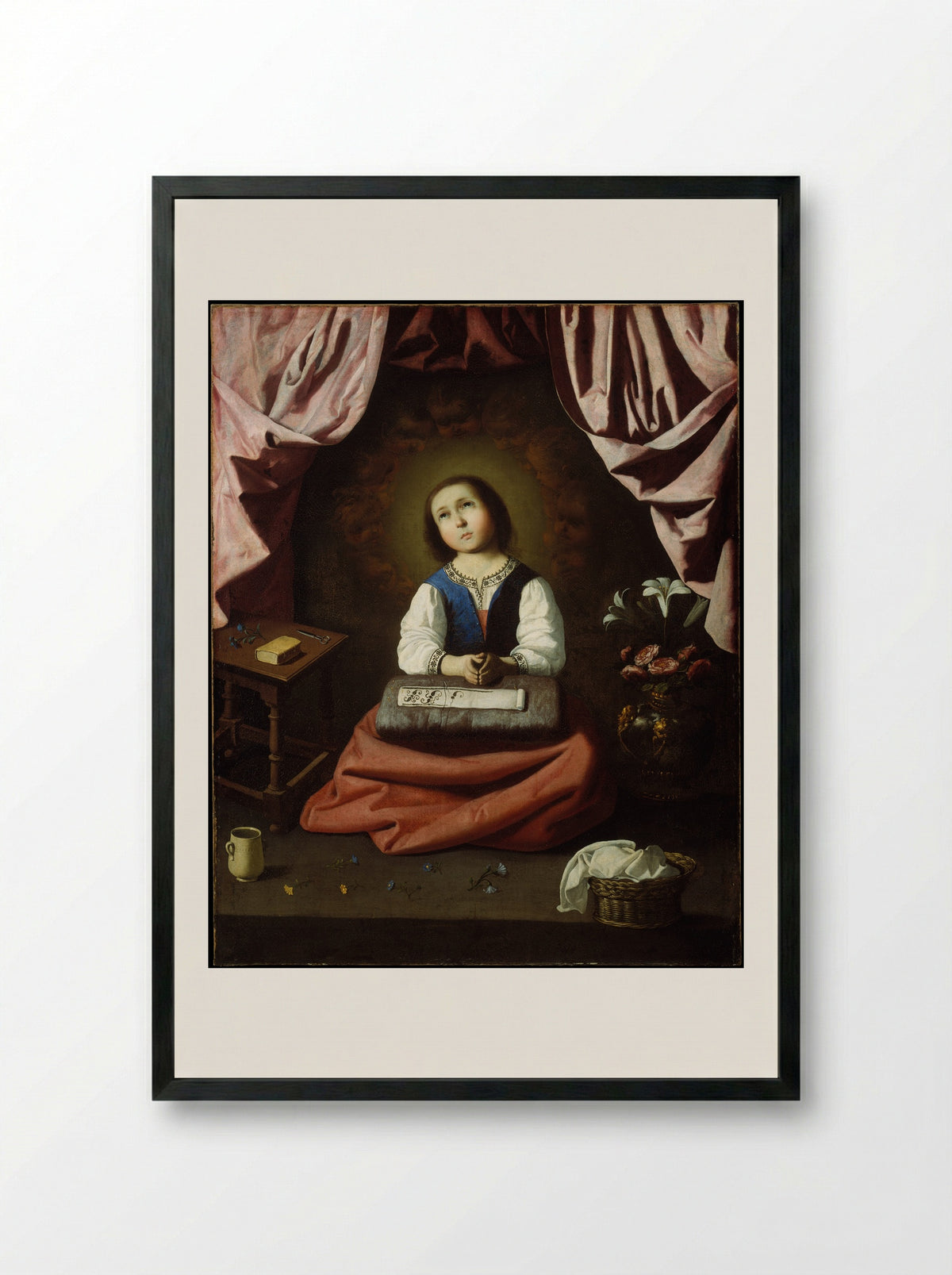 The Young Virgin - Francisco de Zurbarán - Framed Print Black