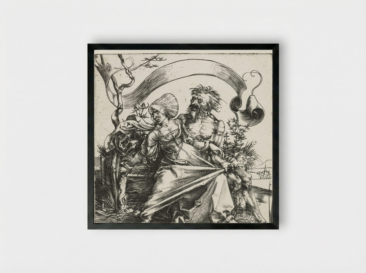 The Young Woman Attacked by Death - Albrecht Dürer - Framed Print Black