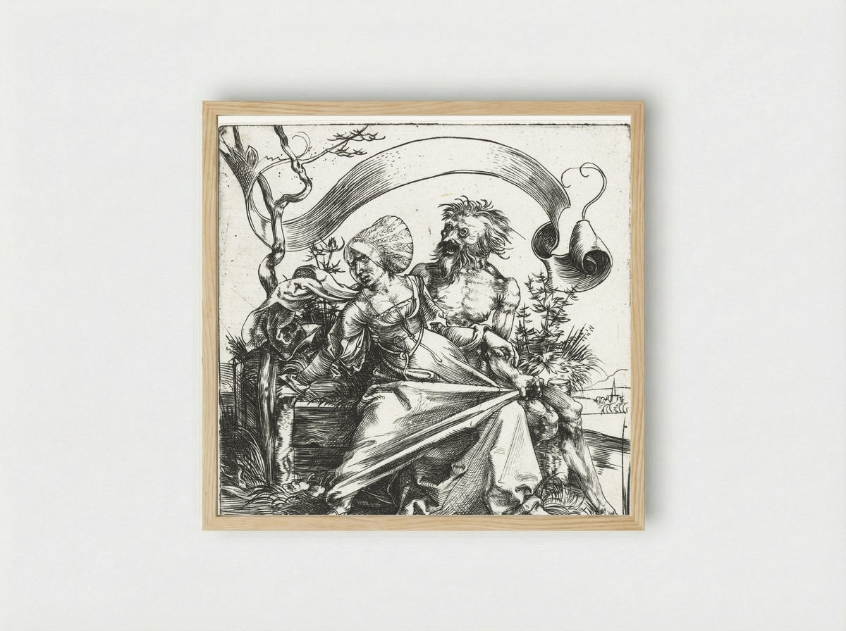 The Young Woman Attacked by Death - Albrecht Dürer - Framed Print Wood