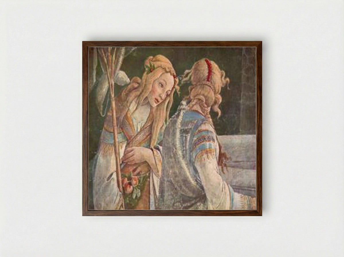 The Youth of Moses (detail) - Sandro Botticelli - Framed Print Dark Wood