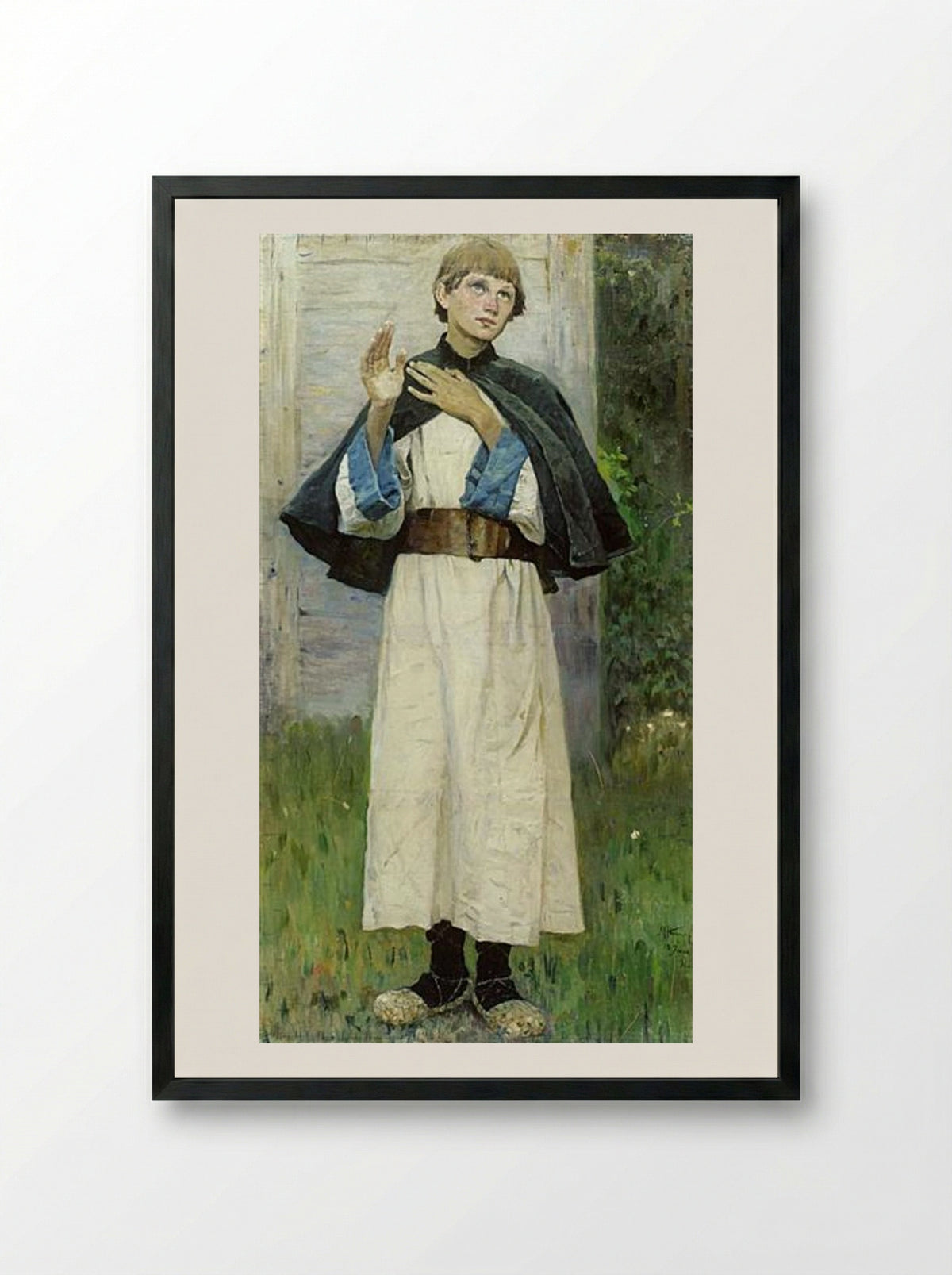 The Youth of St. Sergius - Mikhail Nesterov - Framed Print Black
